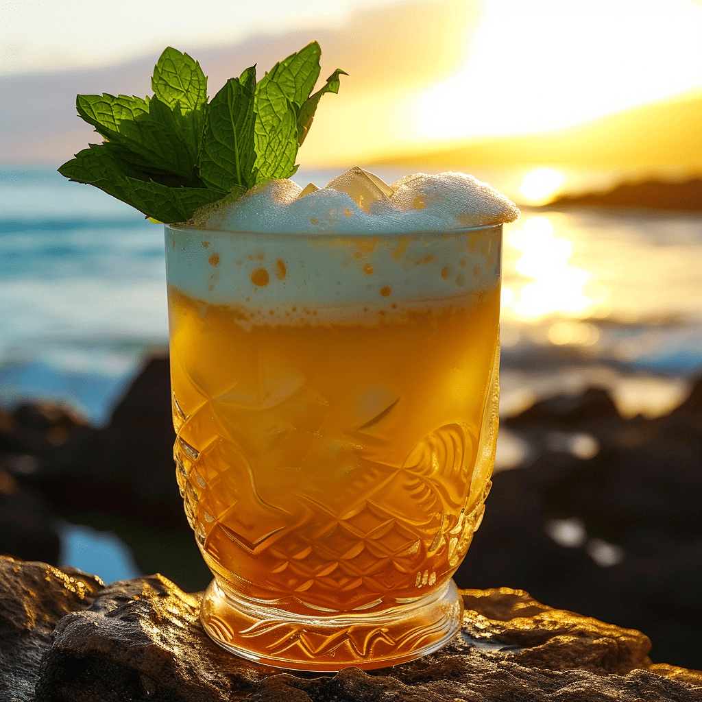 Aku Aku Cóctel Receta - El cóctel Aku Aku ofrece una sinfonía de sabores tropicales. Es dulce, pero equilibrado por la acidez del jugo de lima. El ron añejo proporciona una base suave y amaderada, mientras que el licor de melocotón añade una sutil nota de fruta de hueso. En general, es una bebida refrescante y estimulante con un perfil de sabor complejo.