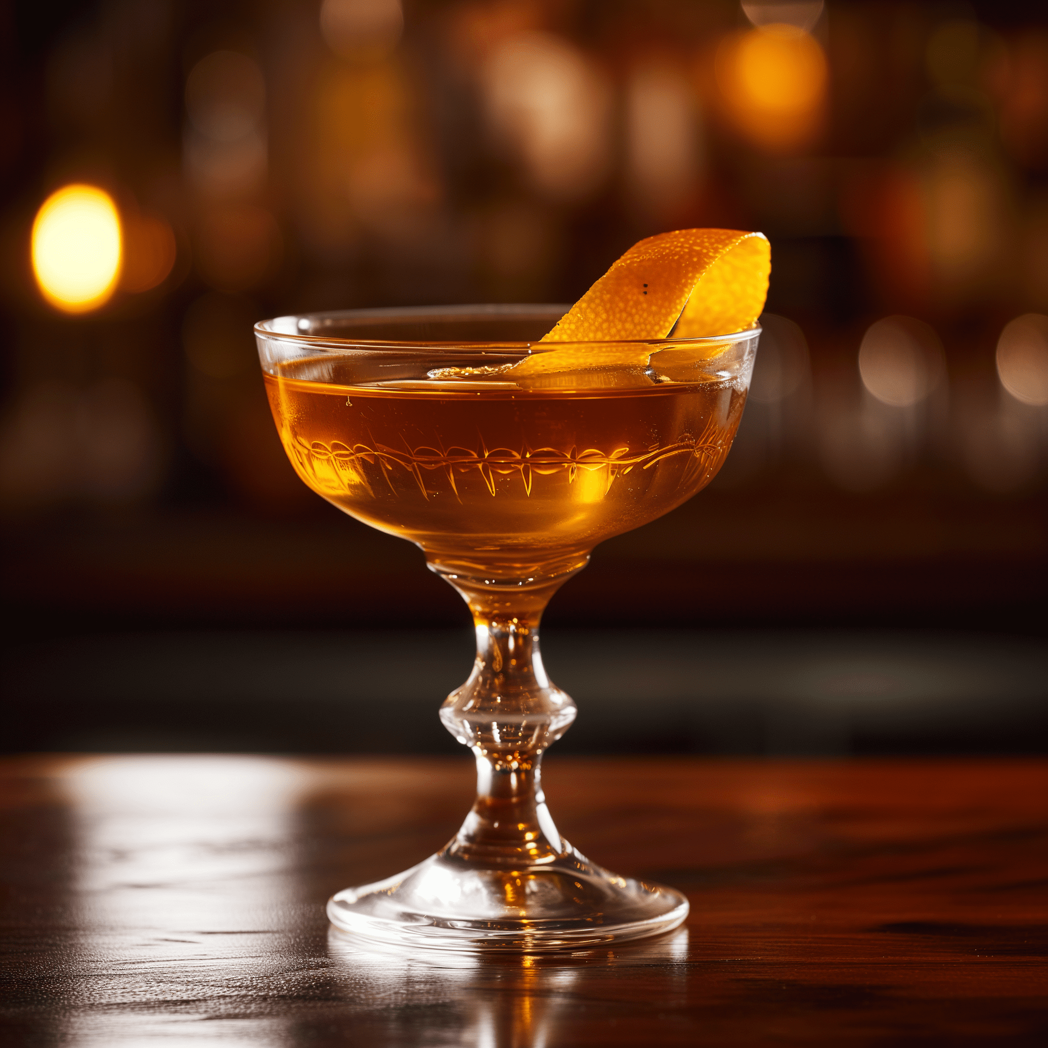 The Ampersand cocktail offers a rich and velvety taste, with the warmth of cognac, the botanical notes of Old Tom gin, and the sweet, herbal complexity of sweet vermouth. The orange bitters add a subtle citrusy zing, creating a well-rounded and sophisticated flavor profile.