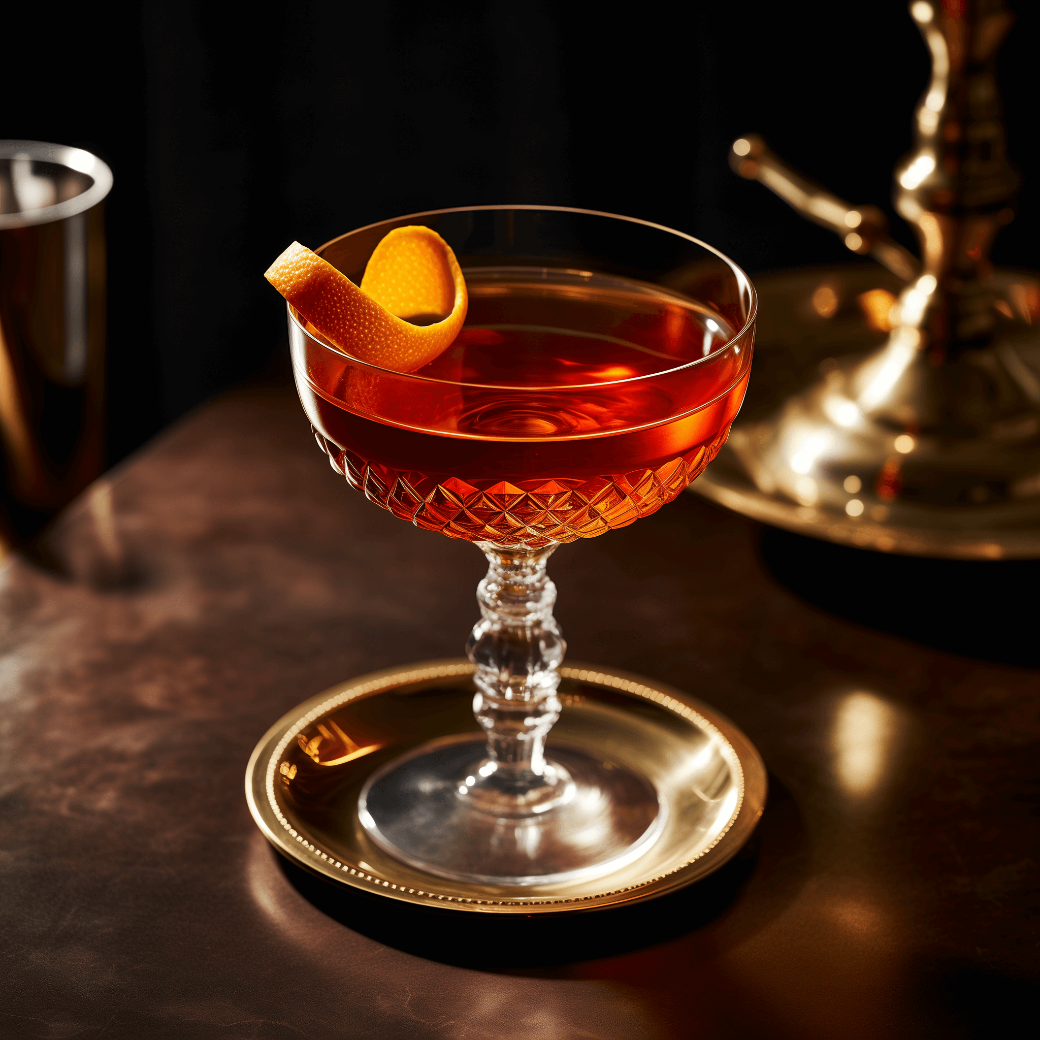 Aperol Manhattan Cocktail Recipe - The Aperol Manhattan is a harmonious blend of sweet and bitter, with the Aperol providing a unique orange and rhubarb flavor that complements the robustness of the whiskey. The sweet vermouth balances the bitterness, while the bitters add depth. Overall, it's a complex, medium-strong cocktail with a smooth finish.
