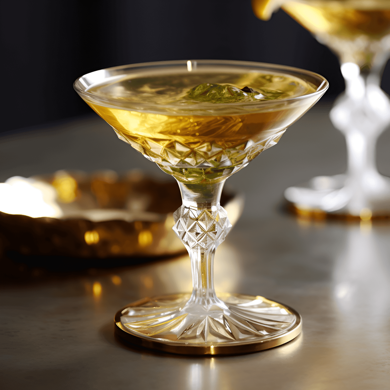 The Bijou cocktail has a complex and well-balanced taste, featuring herbal and botanical notes from the gin and green Chartreuse, sweetness from the sweet vermouth, and a hint of bitterness from the orange bitters. It is a strong, rich, and slightly sweet drink with a smooth and velvety texture.