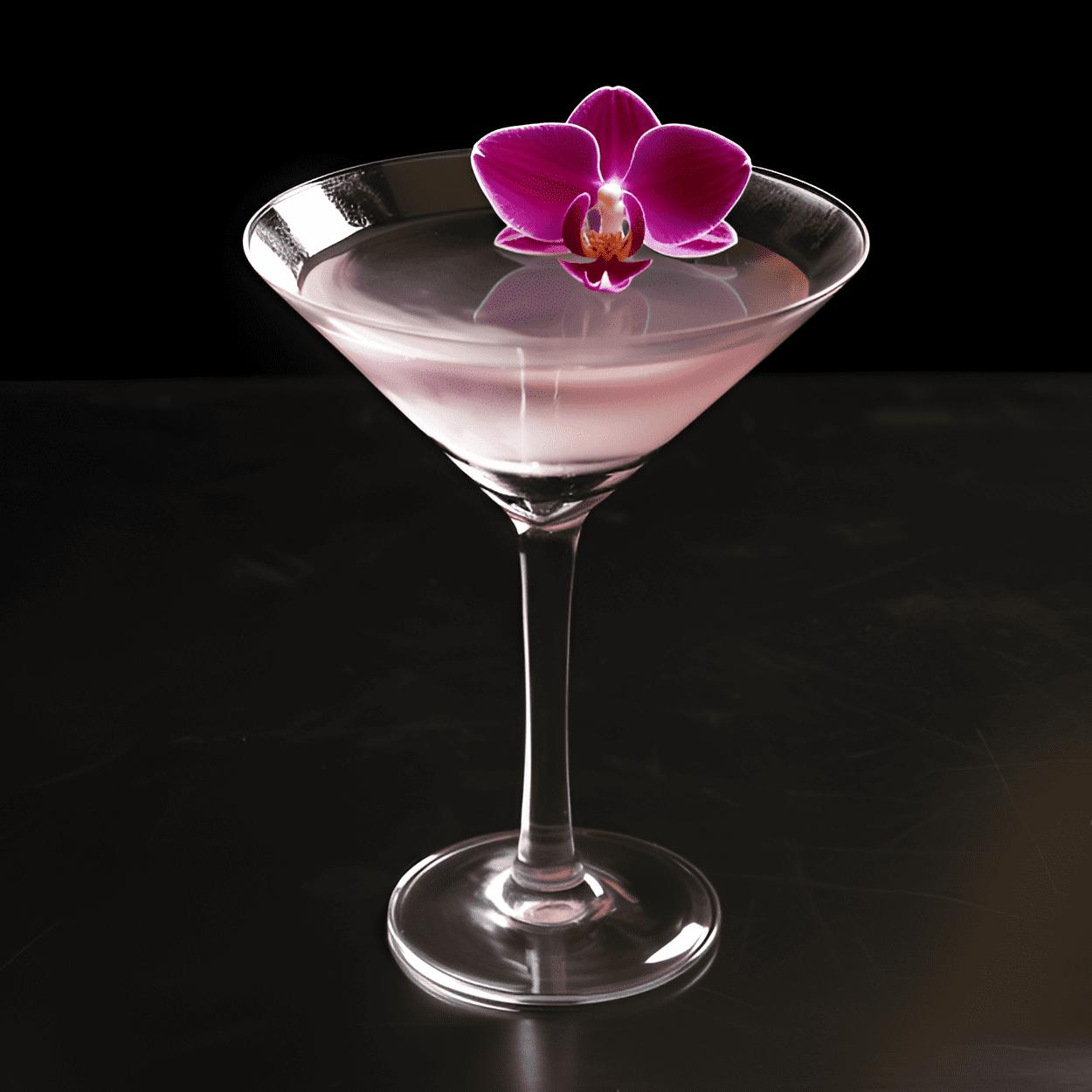 Black Orchid Cóctel Receta - El Black Orchid tiene un sabor suave, afrutado y ligeramente dulce. Es una mezcla armoniosa de los sabores tropicales de lichi y limón, con un toque de vainilla del vodka. El sabor se redondea con una sutil nota floral del adorno de orquídea.