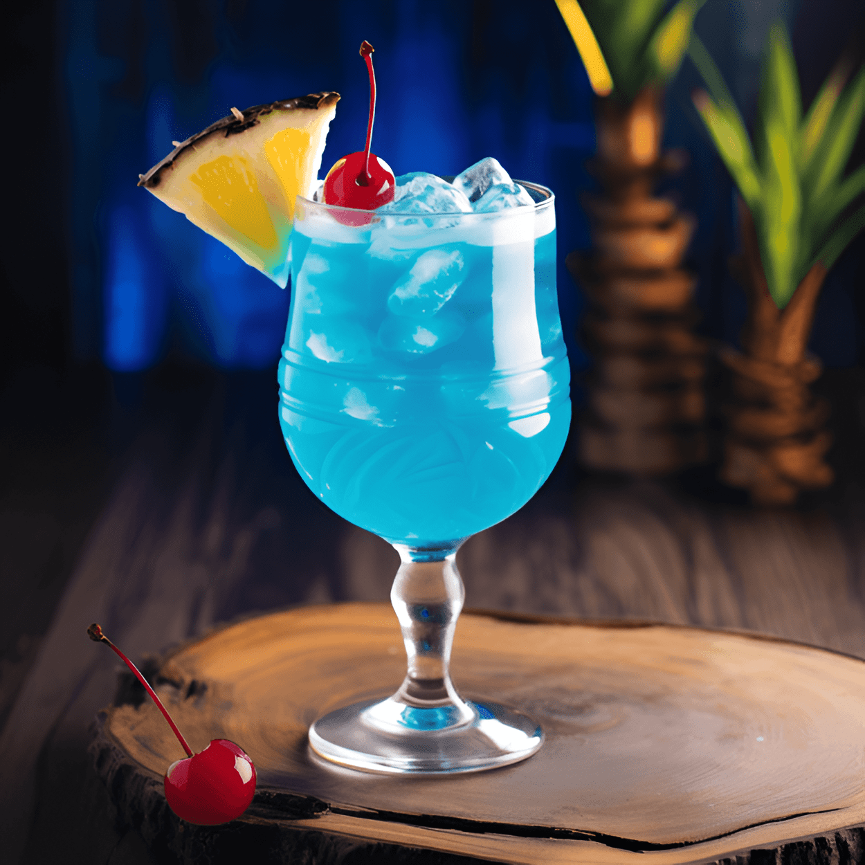 El cóctel Blue Ball es un cóctel dulce y afrutado con un color azul vibrante. Tiene un fuerte sabor a cítricos, con un toque de coco y un ligero sabor agrio de la piña. El curacao azul le da un sabor tropical único que es refrescante y delicioso.