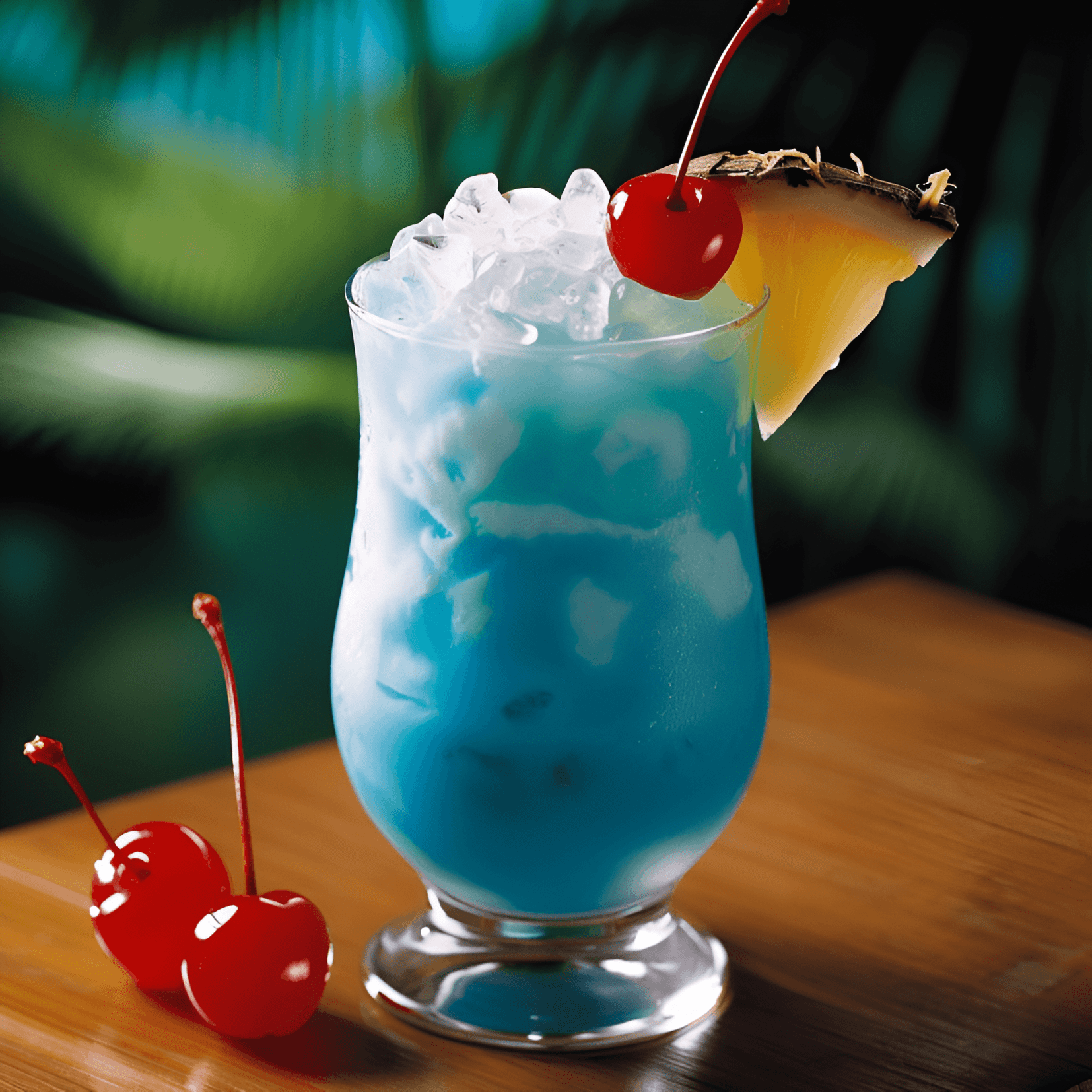 The Blue Hawaii cocktail has a refreshing, sweet, and slightly tangy taste. The combination of pineapple juice, sweet and sour mix, and Blue Curaçao creates a fruity and tropical flavor profile, while the vodka and light rum add a subtle kick.