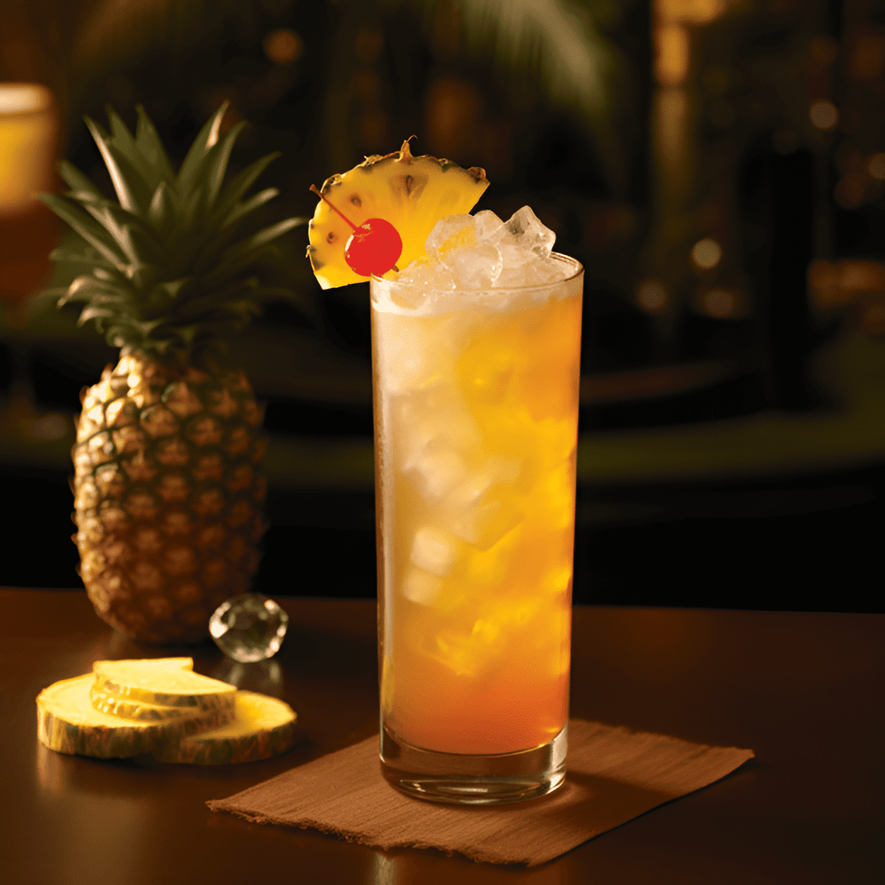 Captain's Bounty Cocktail Recipe - The Captain's Bounty is a robust, full-bodied cocktail. It's strong, with the rum providing a powerful punch. The pineapple juice adds a sweet, tropical note, while the lime juice gives it a slight tartness. The hint of ginger brings a warm, spicy undertone, making this a complex and satisfying drink.