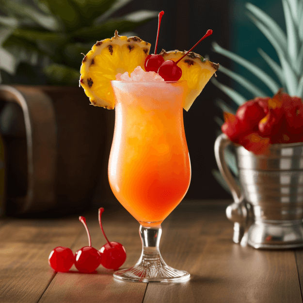 Captain's Castaway Cocktail Recipe - The Captain's Castaway is a sweet and fruity cocktail. The pineapple juice adds a tropical touch, while the Captain Morgan rum gives it a smooth, spiced kick. The taste is refreshing, tangy, and slightly creamy, with a hint of coconut from the cream of coconut.