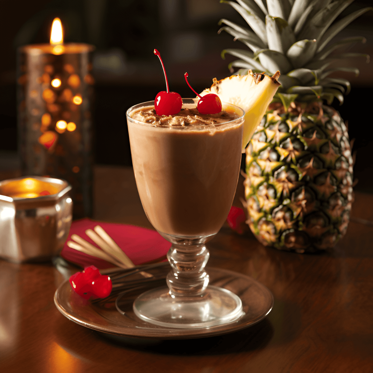 Chocolate Piña Colada Cocktail Recipe - The Chocolate Piña Colada is a sweet, creamy, and indulgent cocktail. The rich taste of chocolate blends perfectly with the tropical flavors of pineapple and coconut. It's a smooth and velvety drink with a hint of rum's warmth.