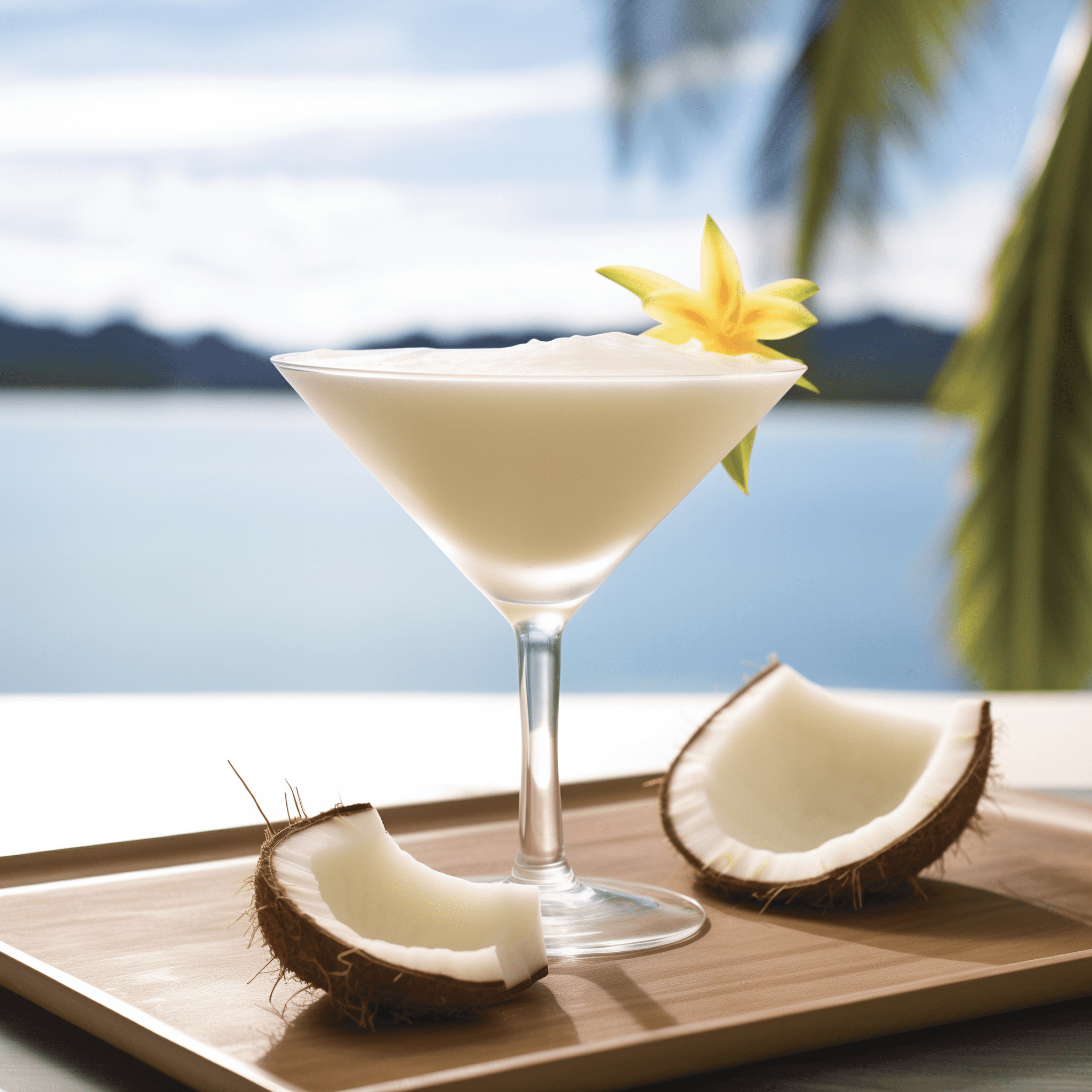 Coconut Cloud Martini Cóctel Receta - El Coconut Cloud Martini es una sinfonía de sabores dulces y cremosos con un toque de vainilla y un suave final de coco. Es rico sin ser abrumador y tiene una sensación en boca lujosa que baila en el paladar.