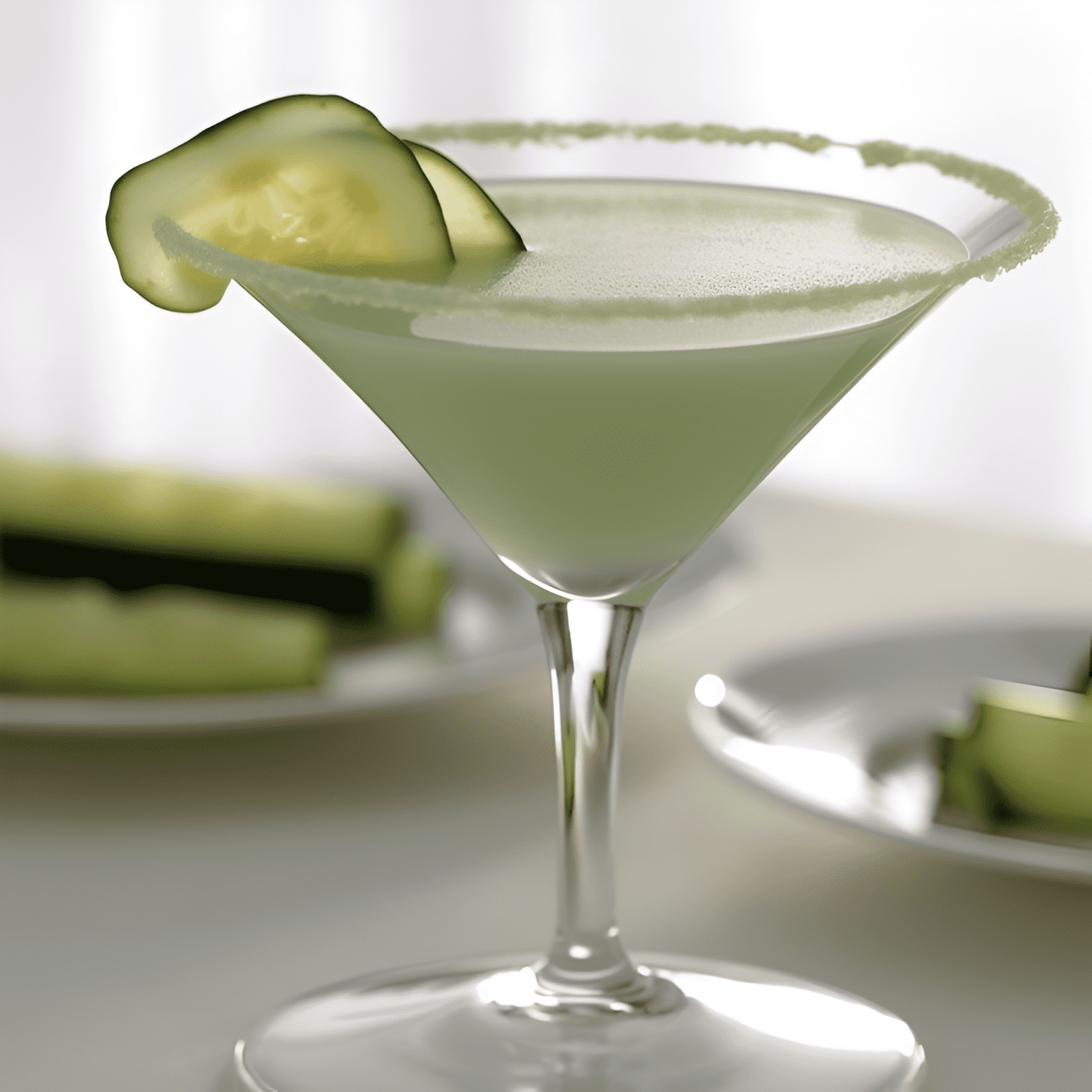 El Cucumber Martini es crujiente, limpio y refrescante con un sutil toque de botánicos. Tiene un sabor ligero y ligeramente dulce con una textura suave y aterciopelada. El pepino agrega un sabor fresco y fresco que equilibra la nitidez del gin y la acidez del limón.