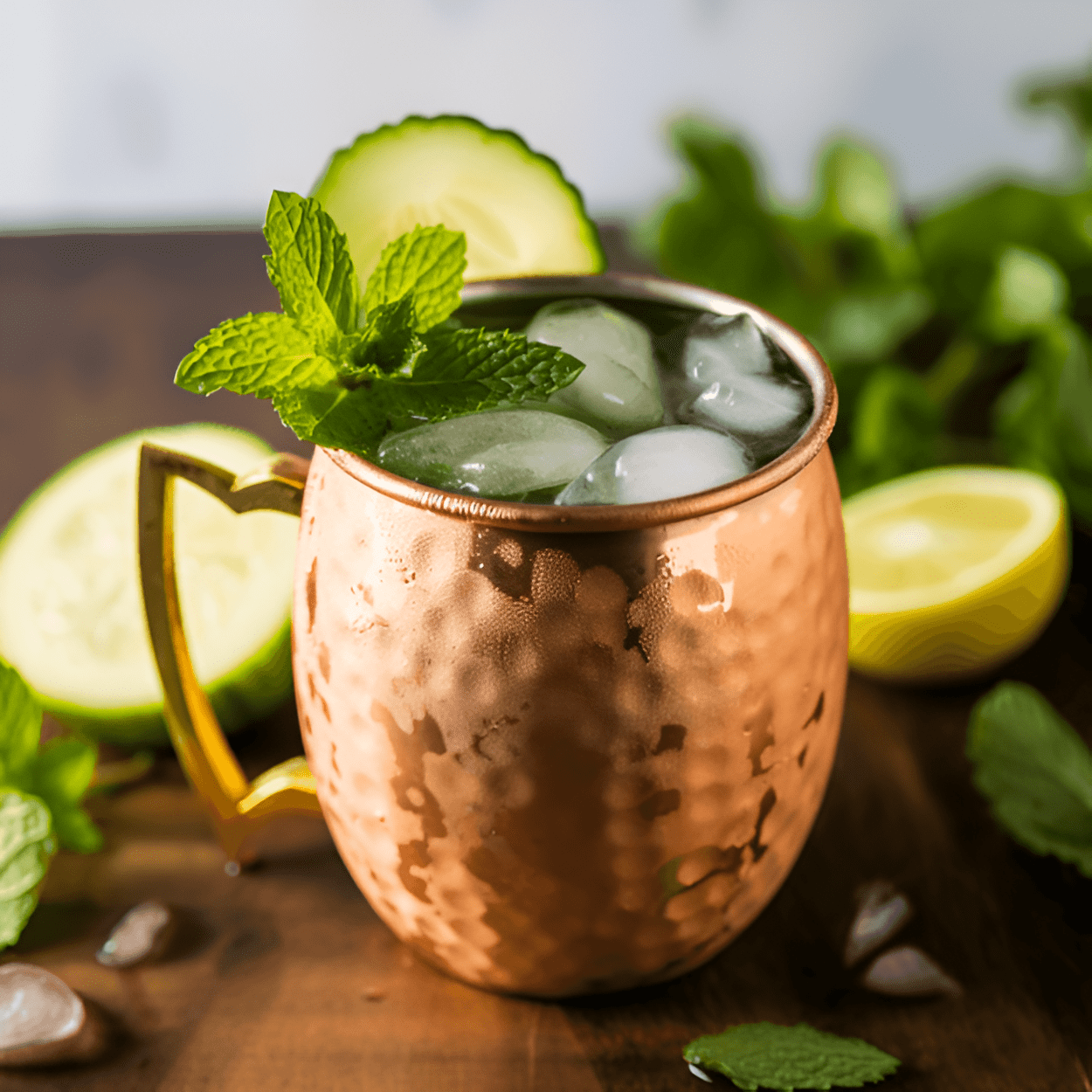 Cucumber Mint Mule Cocktail Recipe - The Cucumber Mint Mule is a refreshing, crisp, and slightly spicy cocktail. The cucumber provides a cool, earthy flavor, while the mint adds a touch of sweetness and freshness. The ginger beer brings a spicy kick, and the lime juice balances everything out with a bit of tartness.