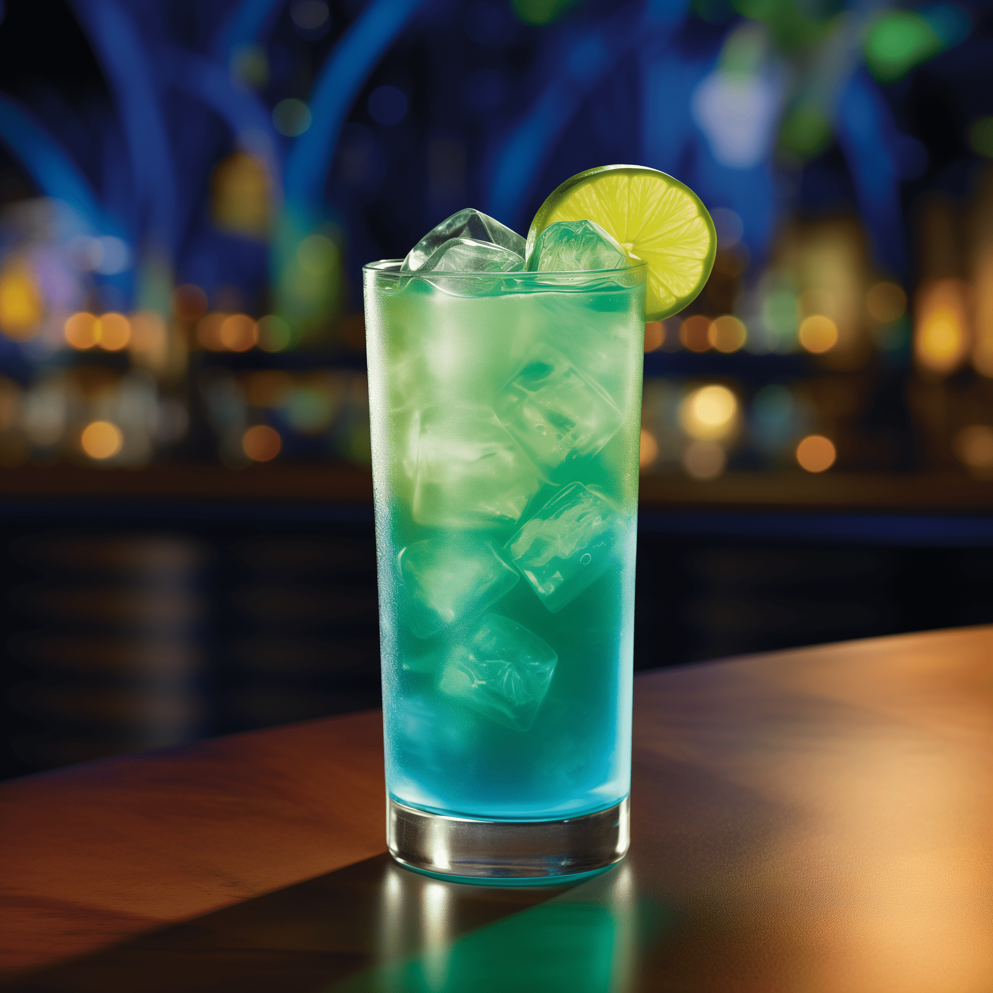 Eau de Bong Sale Cocktail Recette - Le cocktail Eau de Bong Sale offre un profil de saveur complexe, à la fois doux et acidulé, avec une pointe de noix provenant de l'amaretto. La combinaison des jus d'agrumes apporte une acidité rafraîchissante, tandis que la liqueur de framboise ajoute une douceur fruitée. Le rhum épicé et le curaçao bleu contribuent à la profondeur de la saveur et créent la couleur trouble caractéristique.