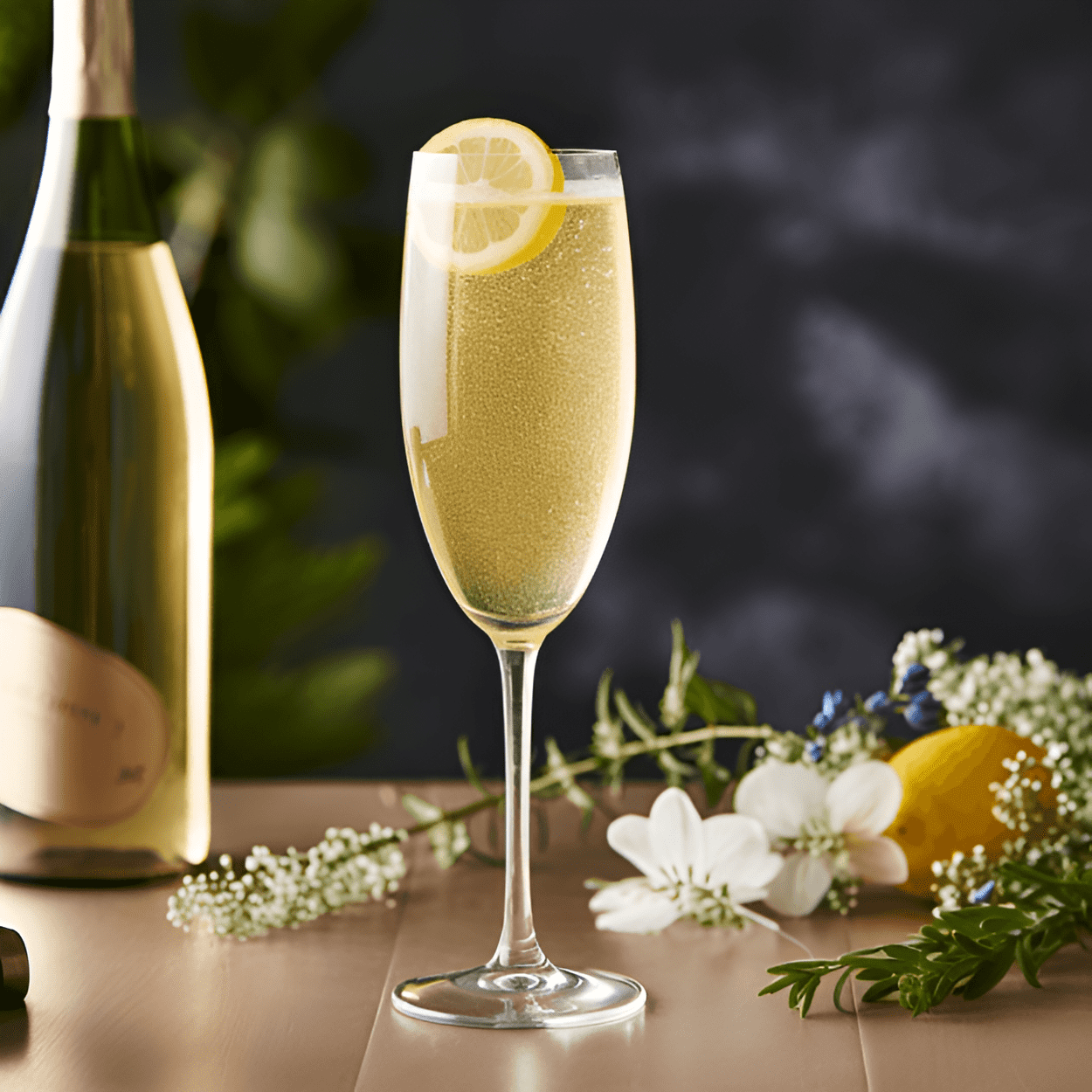 Elderflower French 75 Cocktail Recipe - The Elderflower French 75 is a delightful blend of sweet, sour, and floral notes. The elderflower liqueur adds a delicate sweetness and floral aroma, which is balanced by the tartness of the lemon juice. The champagne gives it a bubbly effervescence and a dry finish, while the gin provides a strong, juniper-forward base.