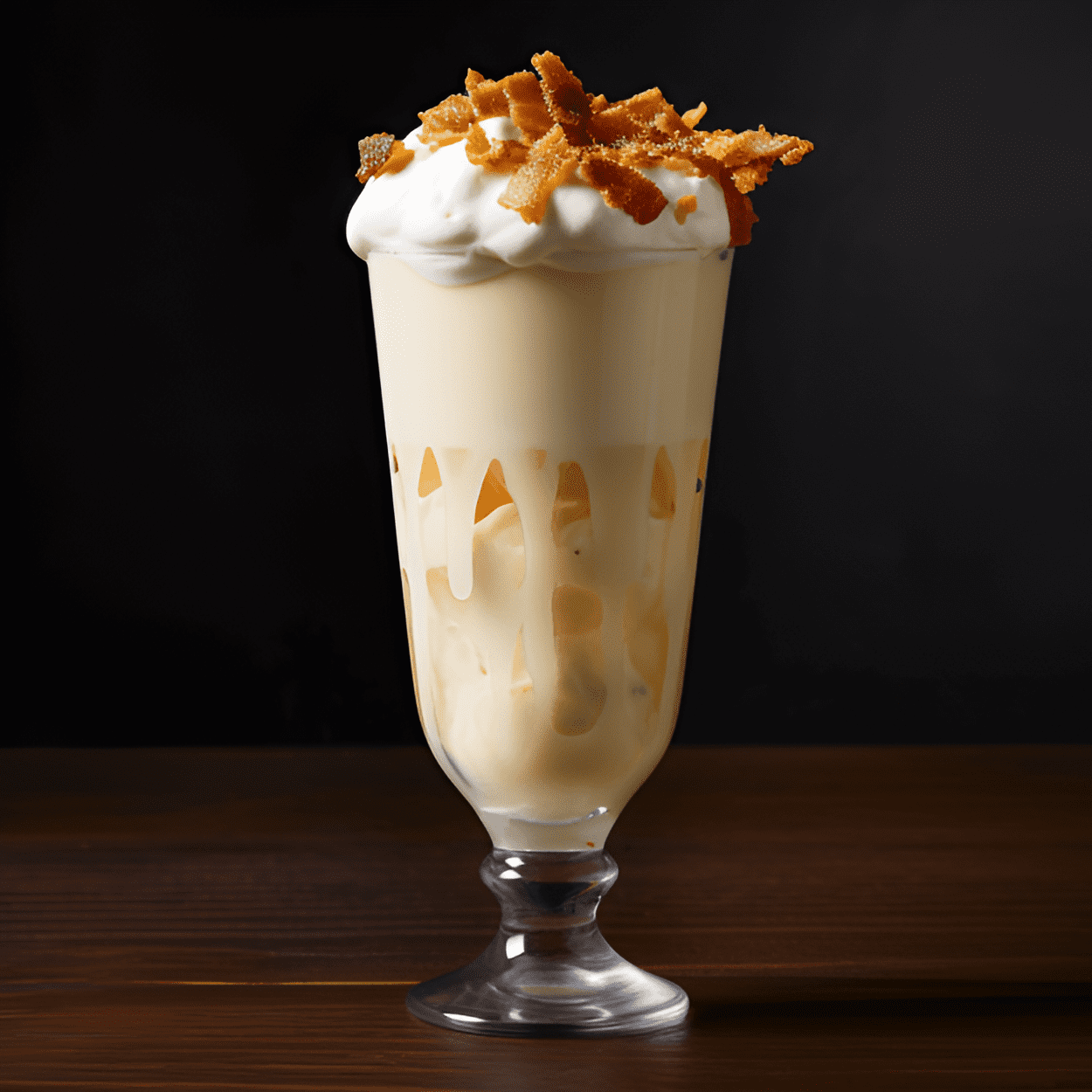 The Elvis cocktail is a sweet, creamy, and rich drink. The banana and peanut butter flavors are prominent, with a subtle smoky hint from the bacon. It's a strong cocktail with a smooth finish.