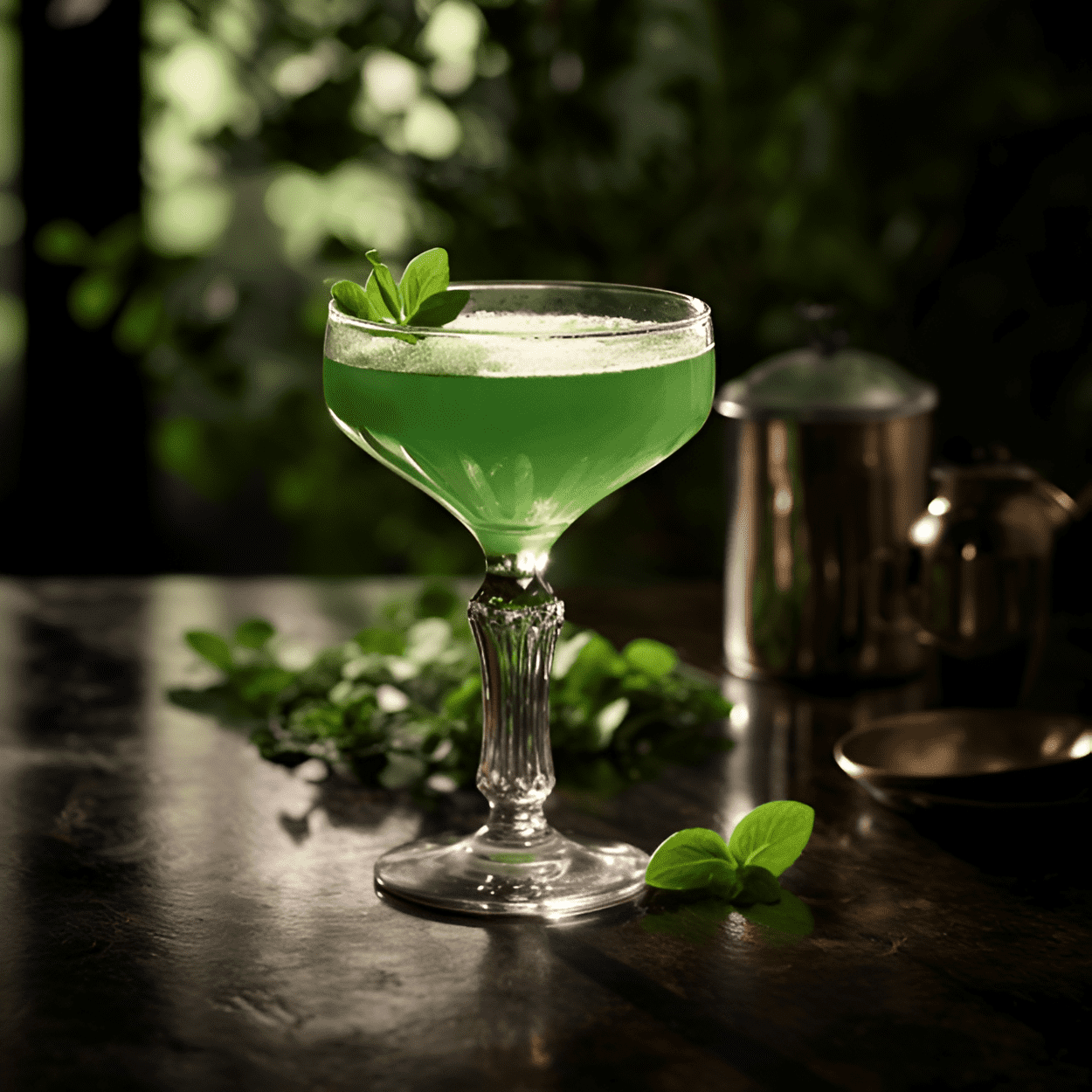 The Emerald Isle cocktail is a refreshing and well-balanced drink with a slightly sweet, herbal, and citrusy flavor profile. The gin provides a strong, juniper-forward base, while the green crème de menthe adds a cooling, minty sweetness. The bitters and lemon juice bring a touch of bitterness and acidity to round out the taste.
