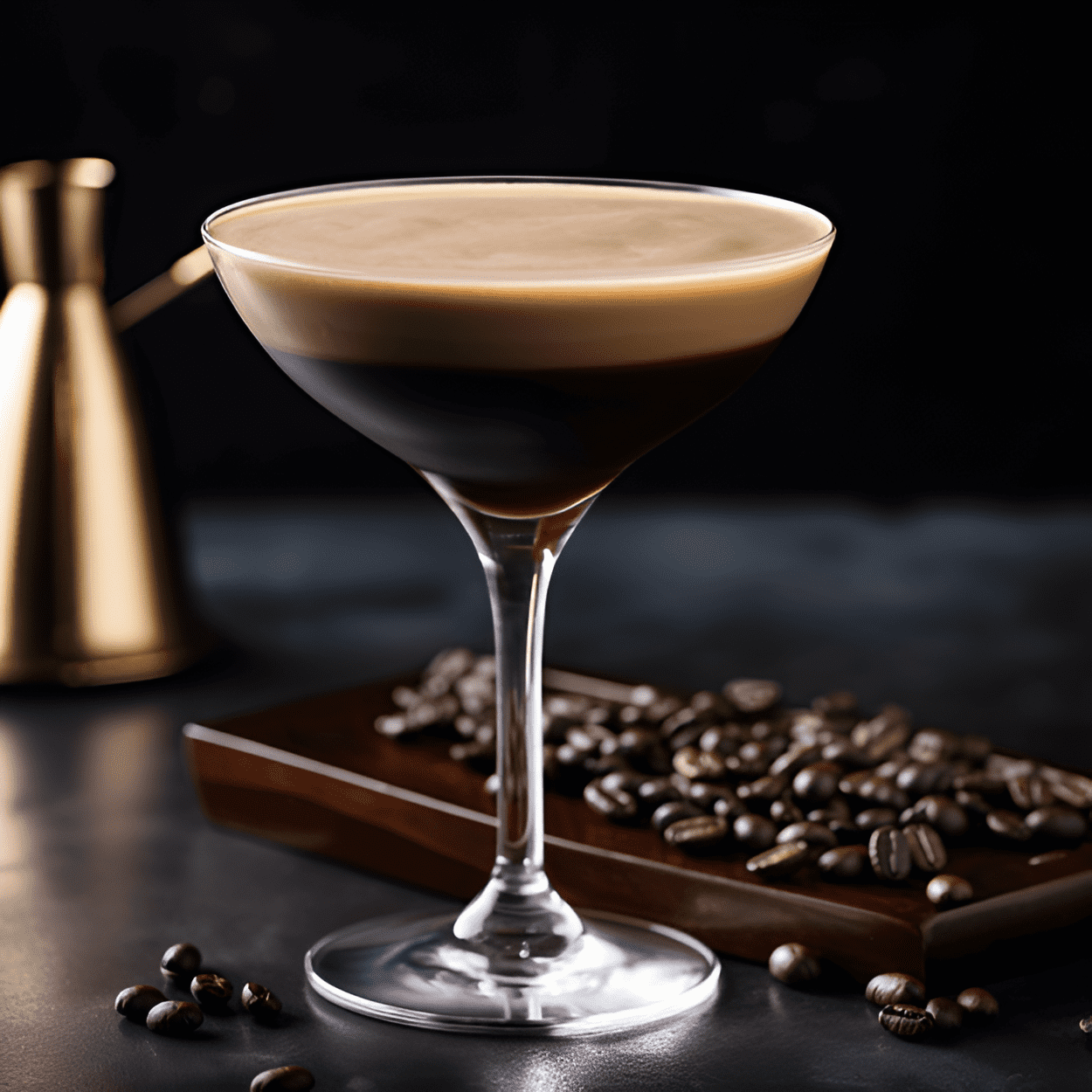 Espresso Martini Cóctel Receta - El Espresso Martini es un cóctel rico, aterciopelado y ligeramente dulce con un fuerte sabor a café y un toque de amargor. Tiene una textura cremosa y una parte superior espumosa, lo que lo convierte en una bebida lujosa e indulgente.