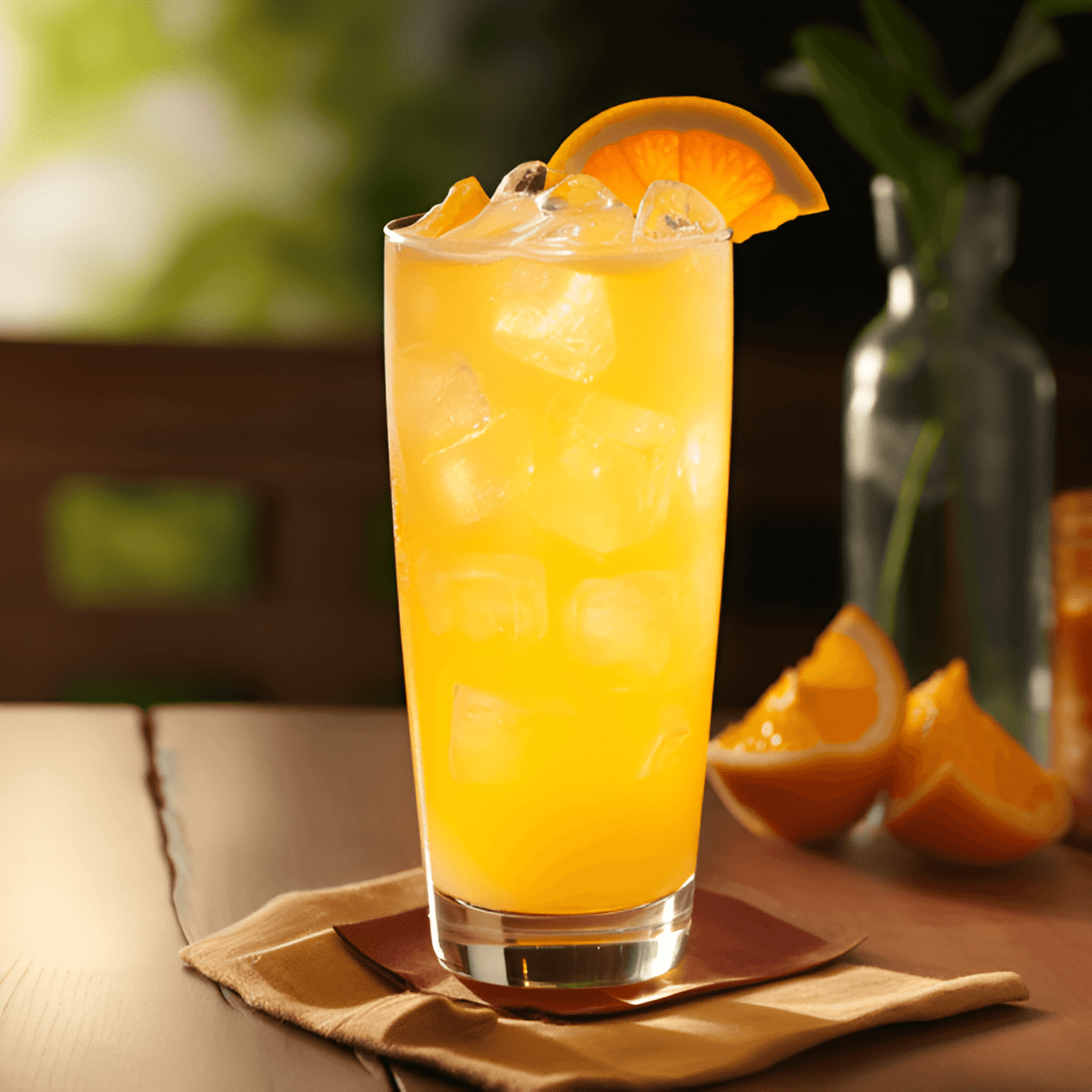 The Fuzzy Navel is a sweet, fruity, and refreshing cocktail. It has a bright citrus taste from the orange juice, combined with the smooth and sweet flavor of peach schnapps. The drink is light and easy to sip, making it perfect for warm weather or a relaxing evening.