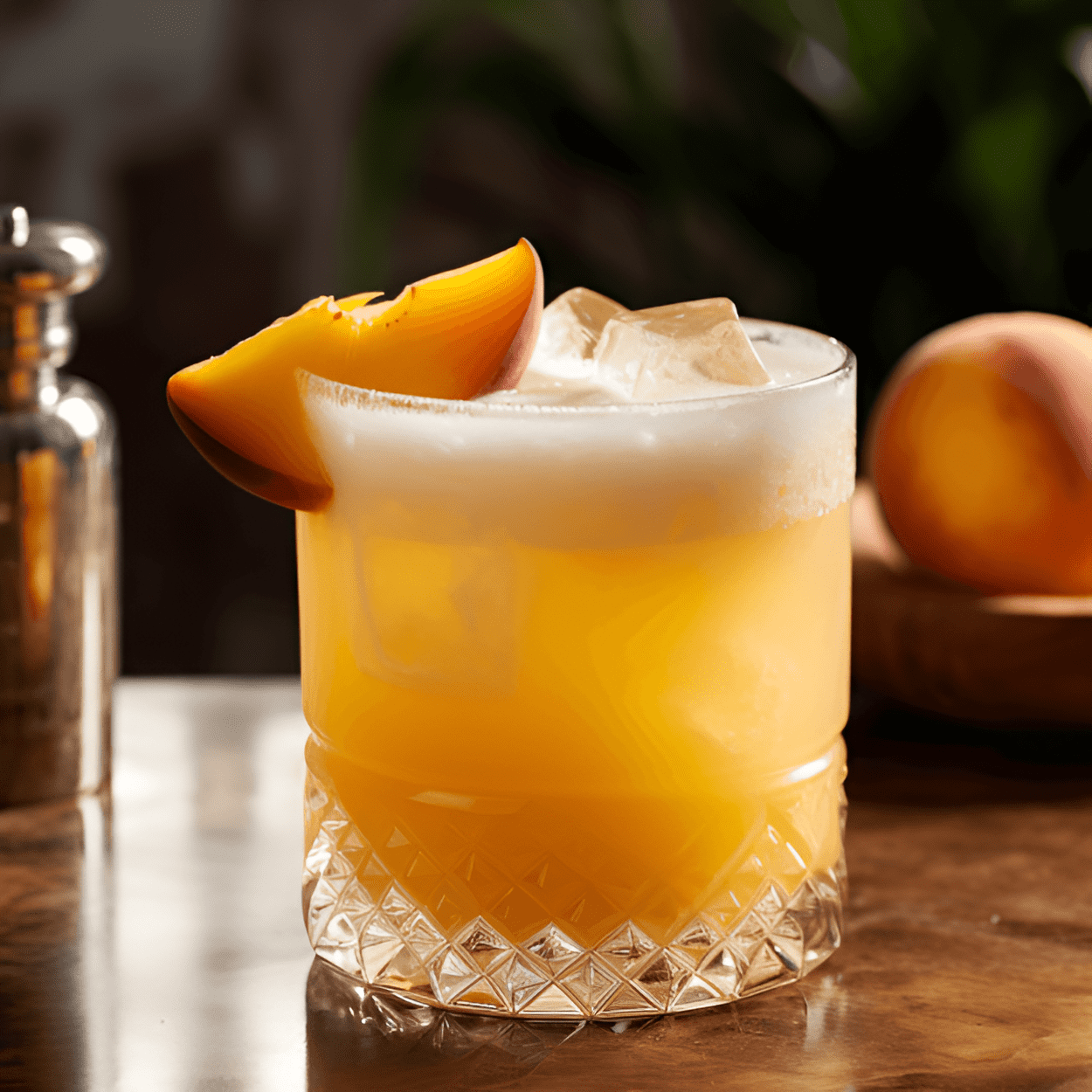 Ginger-peach Piña Colada Cocktail Recipe - The Ginger-peach Piña Colada is sweet, creamy, and fruity, with a hint of spice from the ginger. The peach adds a juicy, sweet note, while the coconut and pineapple give it that classic tropical flavor. The rum adds a warm, boozy kick.