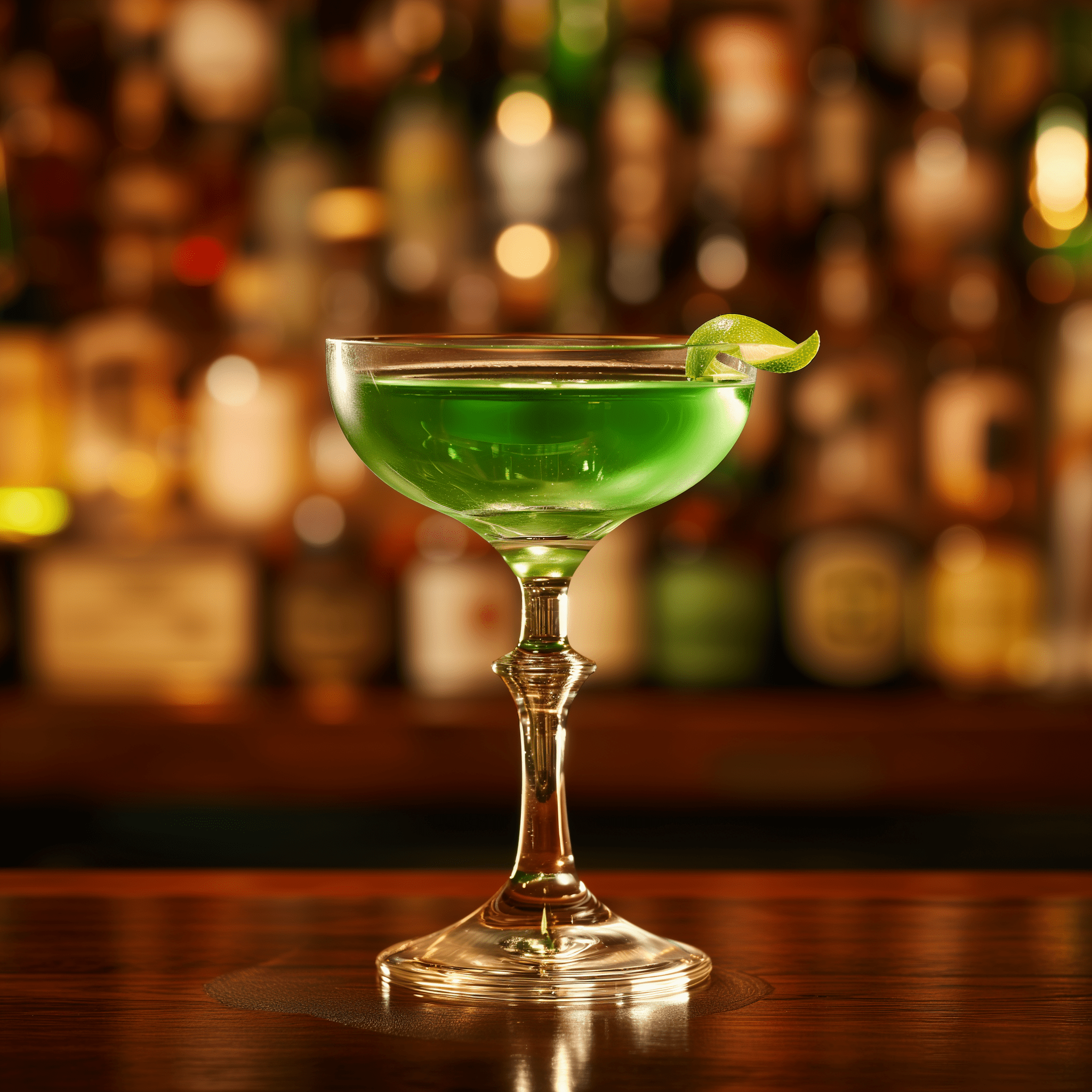 Green Glazier Cocktail Recipe - The Green Glazier offers a symphony of flavors. It's a robust and spirit-forward cocktail with a velvety texture. The cognac provides a warm, rich base, complemented by the aromatic herbal liqueur. The white creme de cacao adds a subtle sweetness and chocolatey undertone, while the bitters bring a complex, spicy edge that balances the drink.