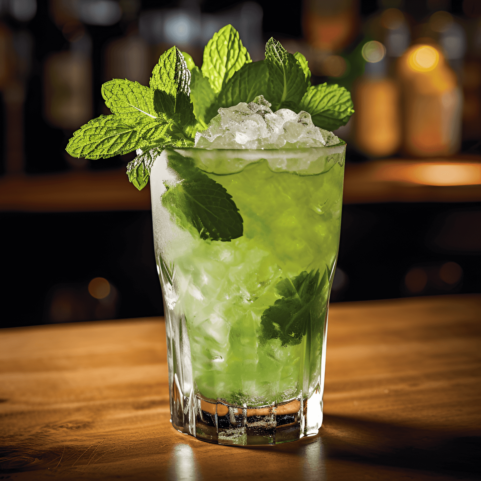 El Green Swizzle es una deliciosa mezcla de sabores dulces, ácidos y ligeramente amargos. La combinación de ron, lima y menta crea un sabor refrescante y vigorizante, mientras que los bitters agregan una sutil complejidad a la bebida.