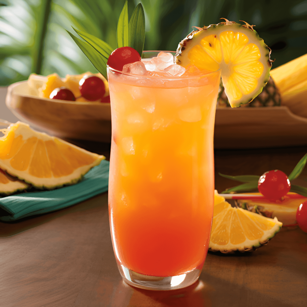 Haitian Fruit Punch Cocktail Recipe - The Haitian Fruit Punch is a sweet and tangy cocktail with a strong fruity flavor. The taste of the tropical fruits is prominent, with a hint of tartness from the lime. The rum adds a warm and smooth finish, making it a well-balanced and refreshing cocktail.