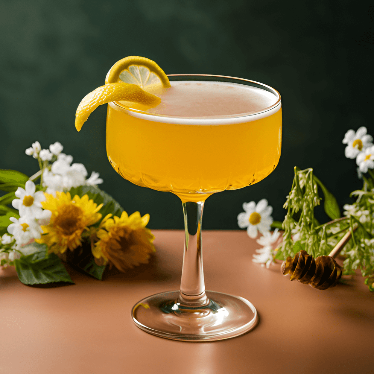 The Honey Bee cocktail offers a delightful balance of sweet, sour, and floral flavors. The honey lends a rich, velvety sweetness, while the lemon juice provides a bright, tangy contrast. The rum adds warmth and depth, making this cocktail both refreshing and satisfying.