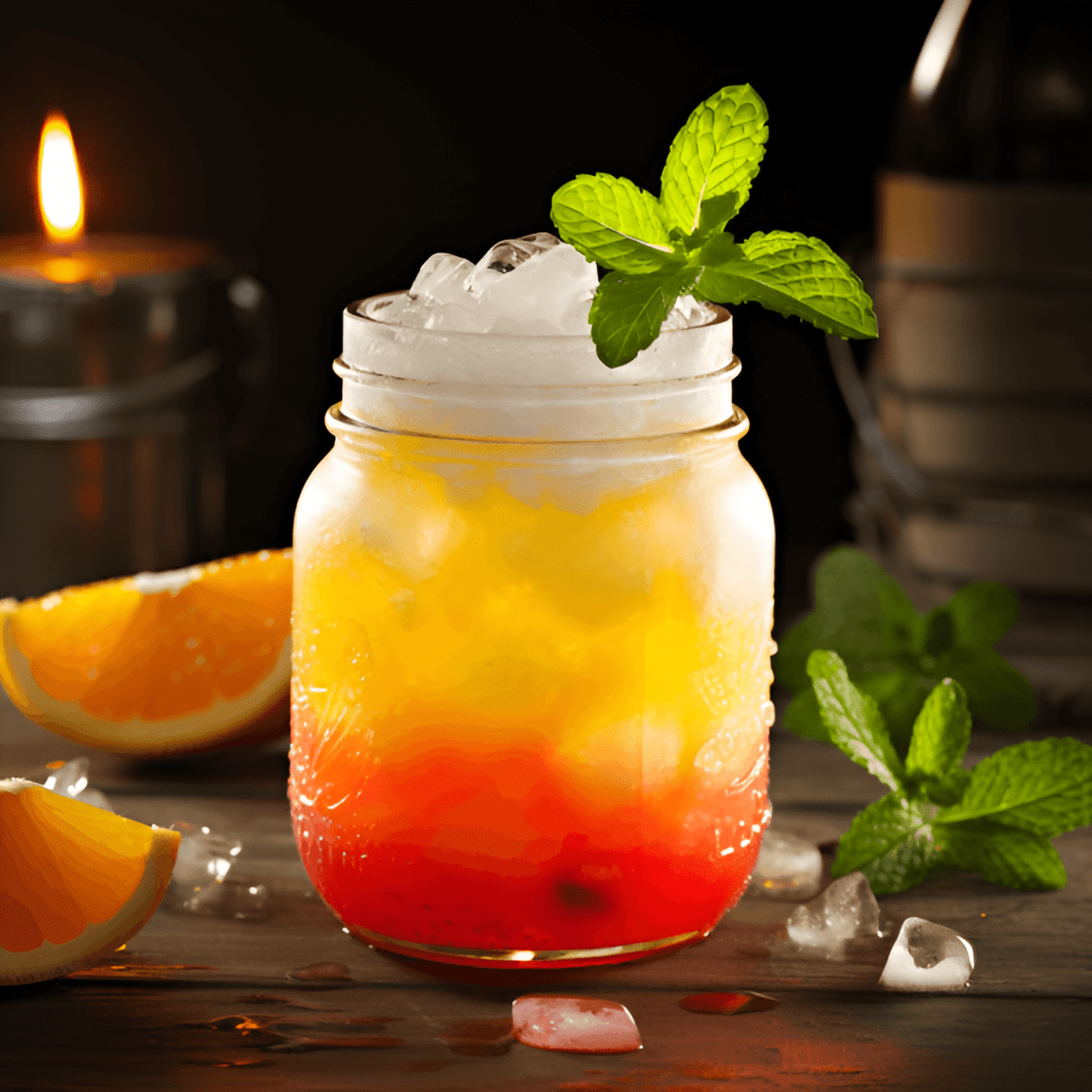 Irish Wake Cocktail Recipe - The Irish Wake is a potent, sweet, and fruity cocktail. It has a strong citrus flavor from the orange and pineapple juices, balanced by the sweetness of the grenadine and the kick of the Irish whiskey. The taste is rounded off with a hint of mint.
