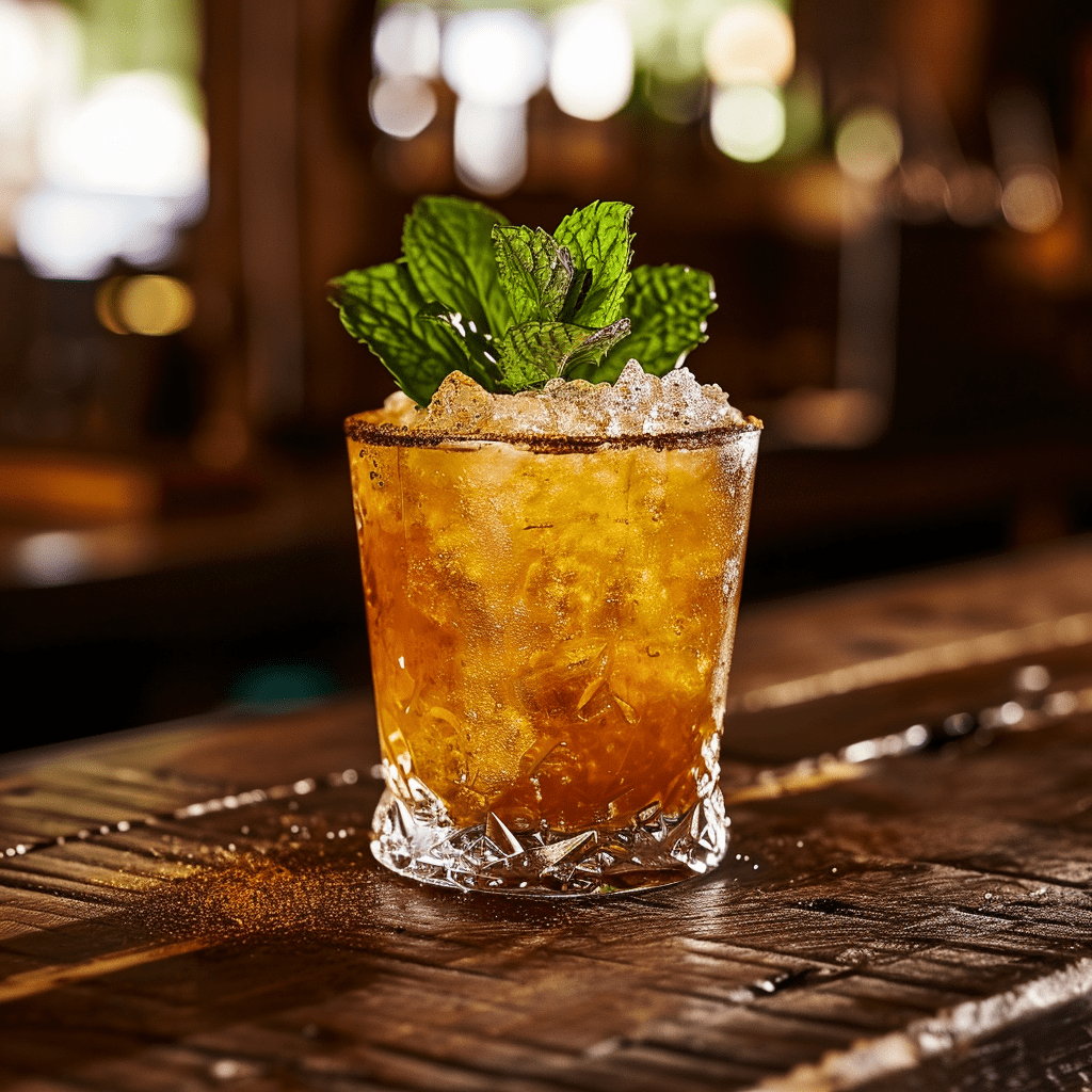 The Iron Ranger cocktail offers a robust and warming taste from the high-proof bourbon, which is perfectly balanced with the tartness of the lemon juice and the tropical sweetness of the pineapple juice. The velvet falernum adds a touch of spice and sweetness, while the bitters provide a complex aromatic finish. The garnish of mint and cinnamon adds a refreshing and fragrant touch to this bold concoction.