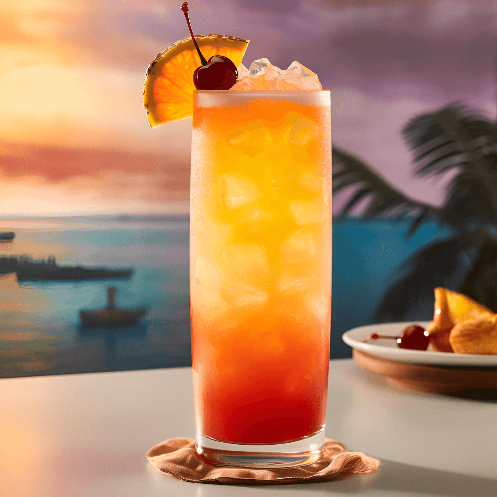 Island Affair Cóctel Receta - El cóctel Island Affair es una bebida dulce, afrutada y refrescante con un toque de acidez. La combinación de sabores tropicales crea un equilibrio armonioso que es tanto vigorizante como satisfactorio.