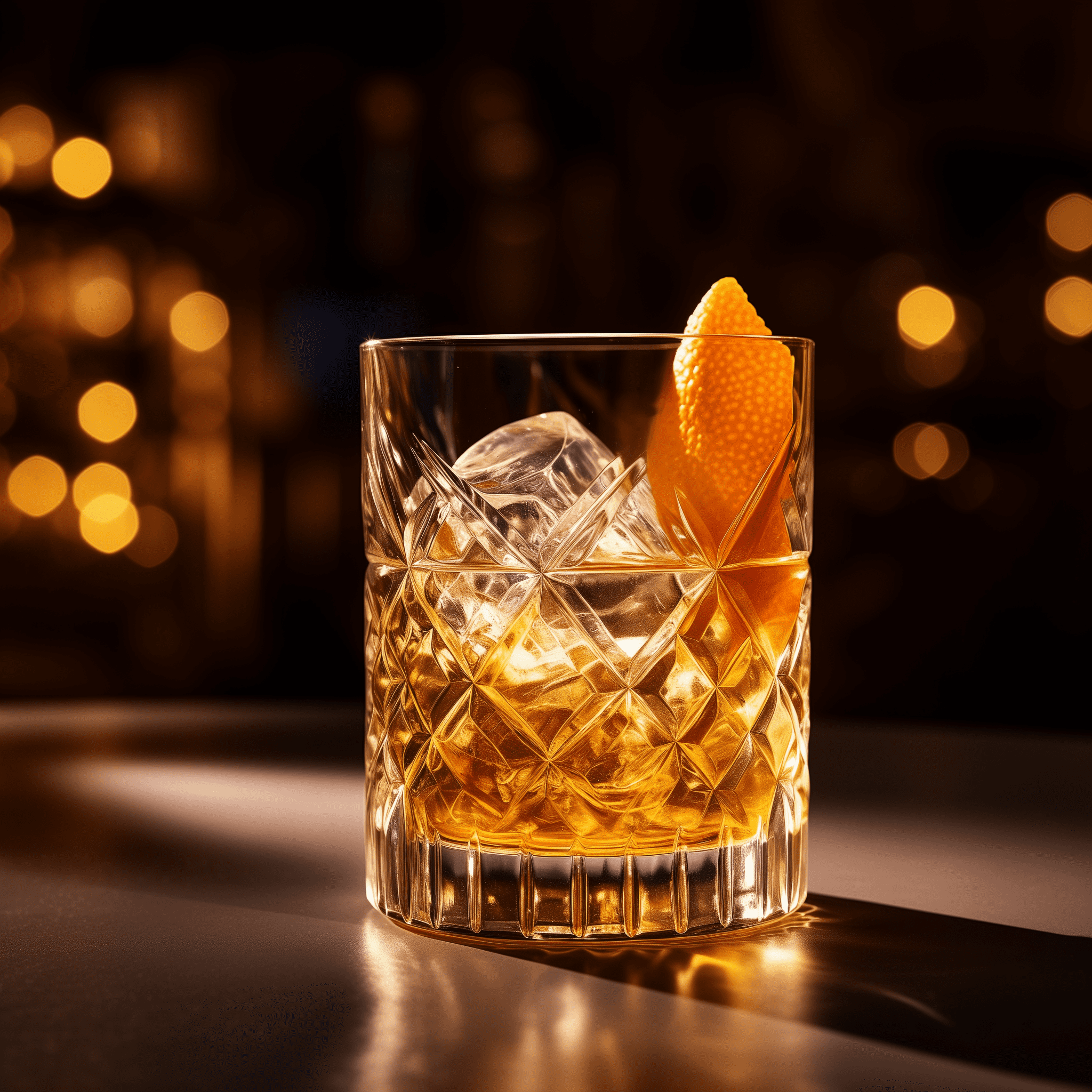 The Italian Old Fashioned has a complex taste profile. It's bittersweet with herbal undertones from the Amaro, the whiskey provides warmth and depth, and the Prosecco adds a light, bubbly finish.