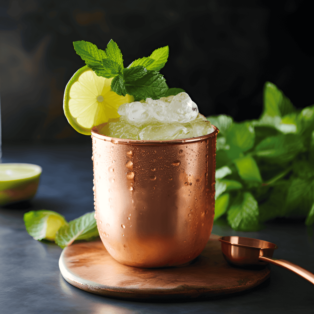 Kyiv Mule Cocktail Recipe - The Kyiv Mule is a refreshing, zesty cocktail with a spicy kick. The combination of Ukrainian vodka, ginger beer, and lime juice creates a balanced flavor profile that is both sweet and tangy. The addition of mint leaves adds a fresh, aromatic finish.
