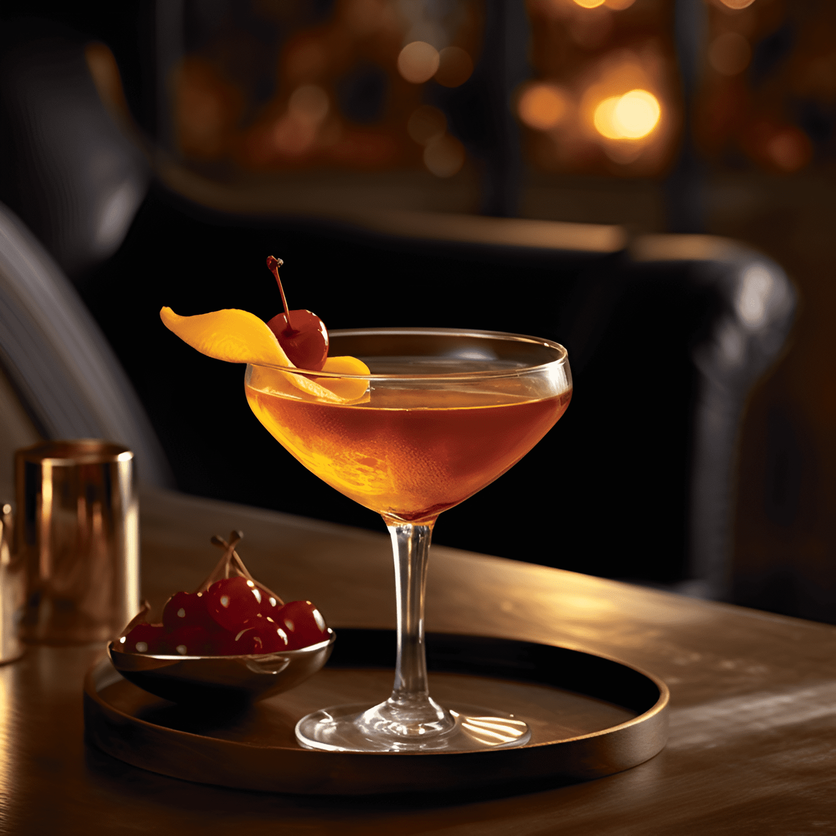 The Lone Tree cocktail is a well-balanced mix of sweet, sour, and bitter flavors. It has a smooth, velvety texture with a hint of citrus and herbal notes. The drink is medium-bodied, with a pleasant warmth from the alcohol and a lingering, slightly bitter aftertaste.