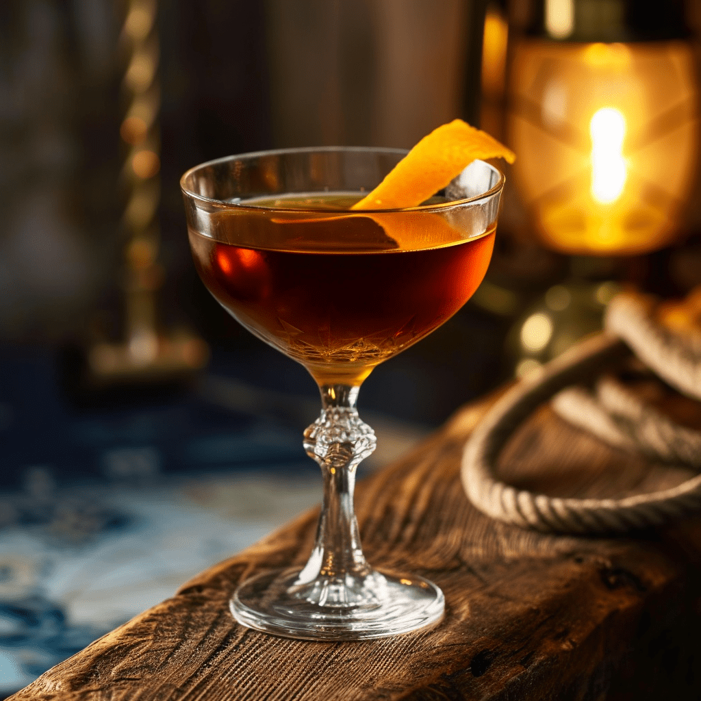 The Longshoreman offers a bold flavor profile with the spiciness of rye whiskey, the herbal bitterness of Averna amaro, and the sweet vermouth complexity from Punt e Mes. It's a well-balanced cocktail that's both strong and slightly sweet, with a bitter finish.