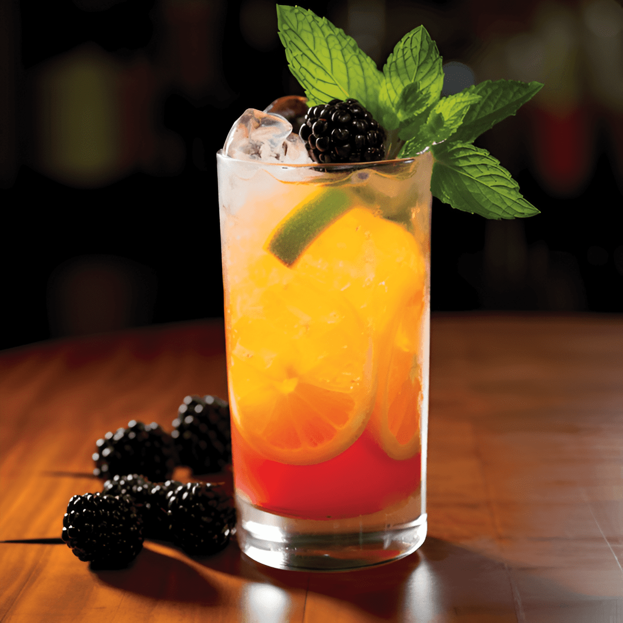 Mango-Basil Bramble Cocktail Recipe - The Mango-Basil Bramble is a delightful balance of sweet, sour, and herbal flavors. The ripe mango provides a sweet, tropical base, while the lemon juice adds a tangy kick. The basil leaves lend a refreshing, herbaceous note that complements the fruitiness perfectly.