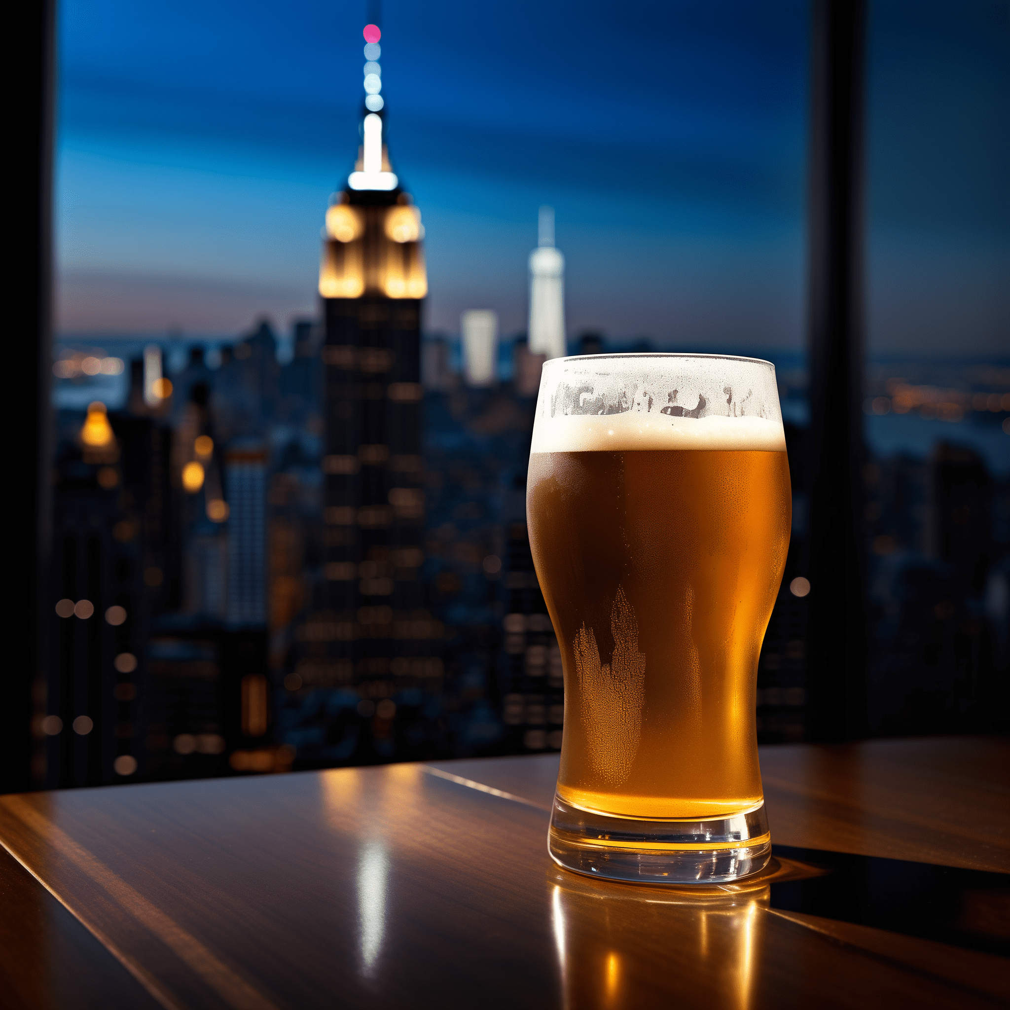 New York Bomb Receta - El New York Bomb ofrece un sabor robusto y cálido del coñac, combinado con el final fresco y refrescante de la cerveza lager. Es una yuxtaposición de fuerte y suave, con una rica complejidad.