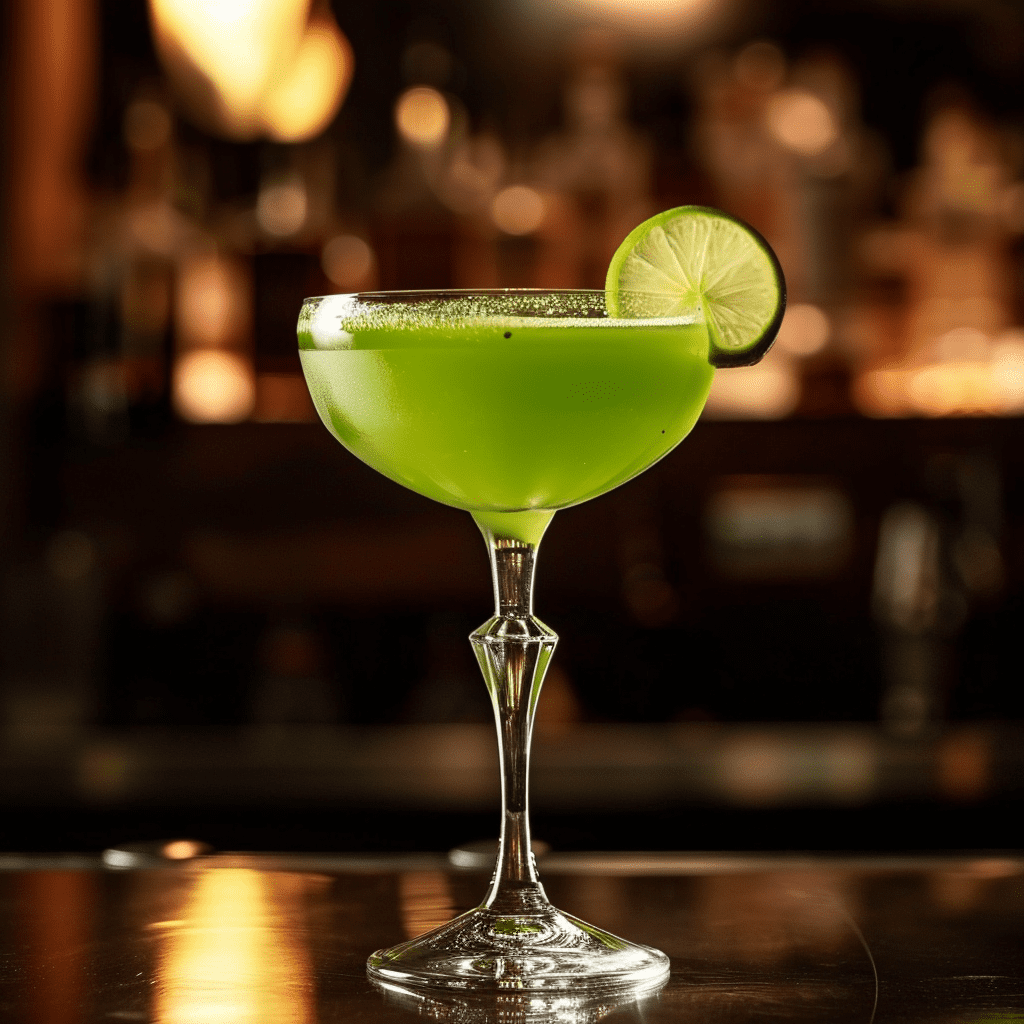 Nuclear Daiquiri Cocktail Recipe - The Nuclear Daiquiri is an intense and lively cocktail. It's a harmonious blend of the strong, grassy notes of overproof rum with the herbal complexity of green Chartreuse. The lime juice adds a sharp tartness, while the falernum brings in a touch of sweetness and spice, resulting in a robust and invigorating drink.