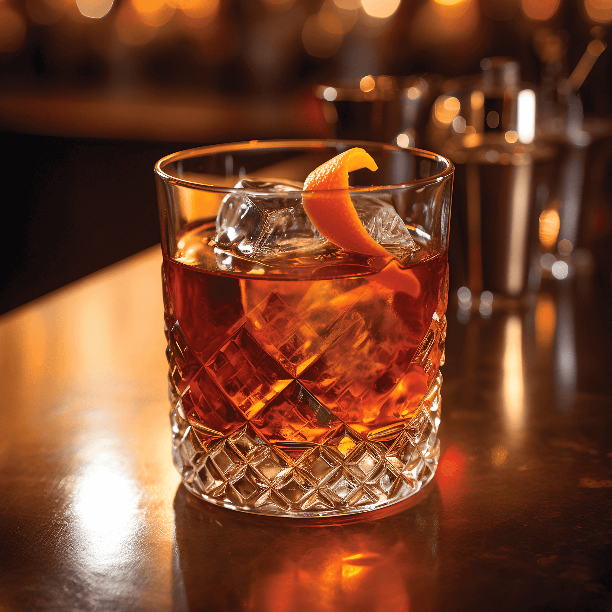El Old Fashioned tiene un sabor rico y complejo que es dulce y amargo. El whisky proporciona una base fuerte y cálida, mientras que el azúcar y los amargos agregan un toque de dulzura y un toque de especias. La guarnición de naranja y cereza agrega una nota sutilmente afrutada.