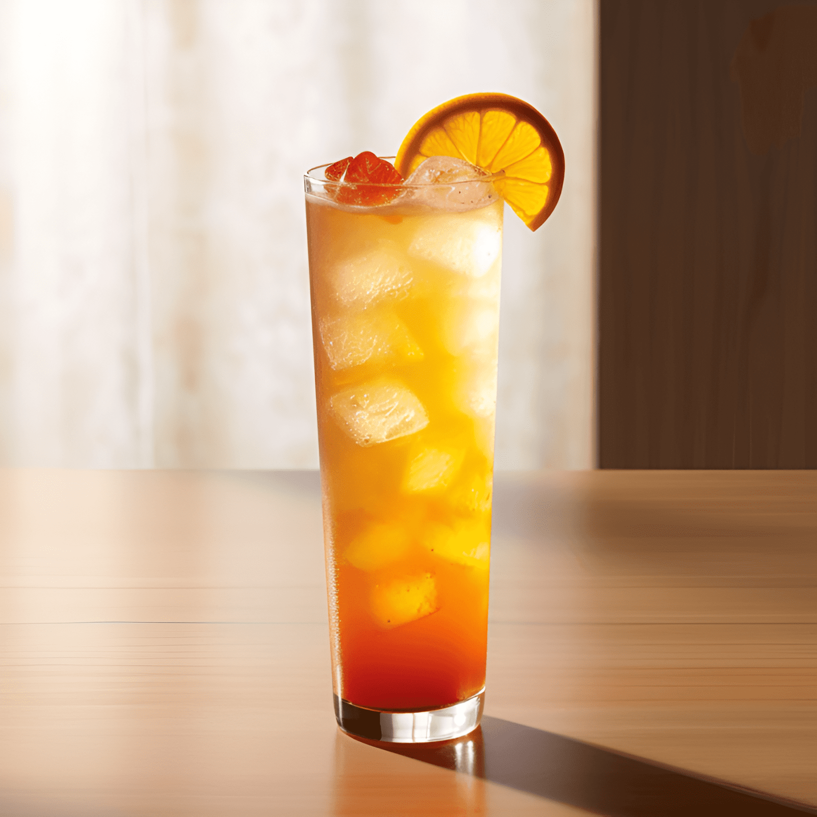 Orange Oasis Cóctel Receta - El cóctel Orange Oasis es una deliciosa mezcla de sabores dulces, ácidos y afrutados. Los jugos de naranja y piña proporcionan un sabor cítrico refrescante, mientras que el ron de coco agrega un toque de dulzura tropical. La granadina le da a la bebida un toque de acidez, lo que la convierte en un cóctel equilibrado y agradable.