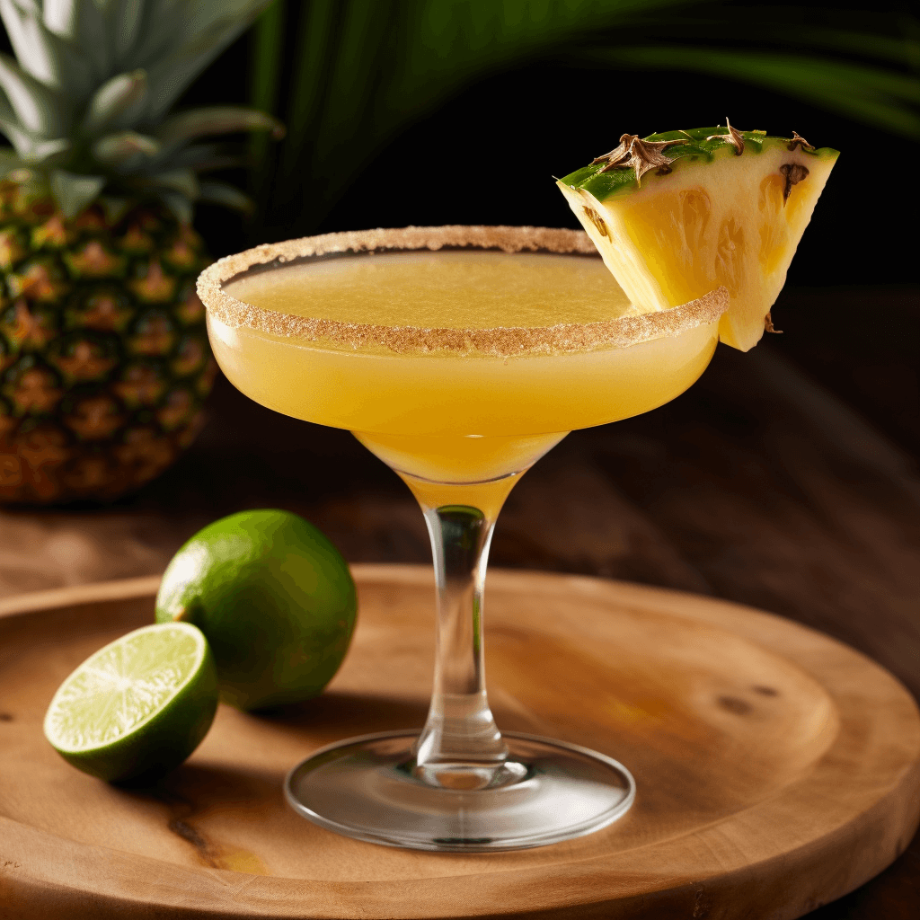 Margarita de Piña Cóctel Receta - El Margarita de Piña tiene un sabor dulce y tangy, con un toque de acidez del limón. El tequila agrega un sabor fuerte y terroso, mientras que el jugo de piña proporciona una dulzura tropical refrescante.