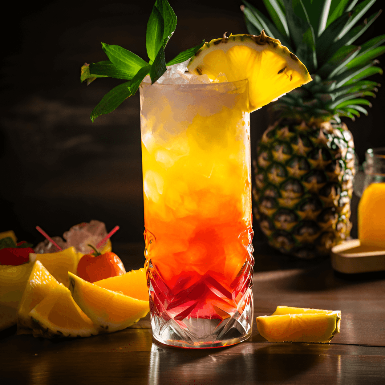Pineapple Screwdriver Cocktail Recipe - The Pineapple Screwdriver is a sweet, tangy, and refreshing cocktail. The vodka provides a strong, smooth base, while the orange and pineapple juices add a tropical sweetness that's balanced by a slight tartness. The overall taste is fruity, vibrant, and slightly acidic.