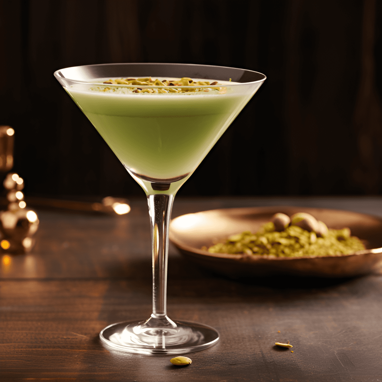 The Pistachio Dream is a creamy, sweet, and slightly nutty cocktail. It has a rich, velvety texture and a lingering taste of pistachio. The sweetness of the liqueur is balanced by the slight bitterness of the pistachios, creating a well-rounded and indulgent flavor profile.