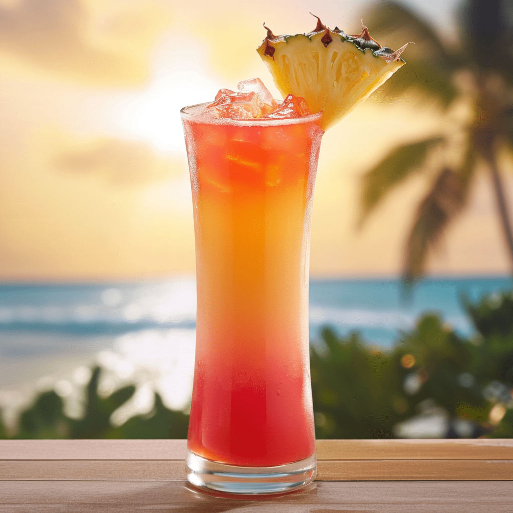 Puka Punch Cocktail Recipe - The Puka Punch is a delightful medley of sweet, tangy, and tropical flavors with a robust kick from the rums. It's a complex drink where the honey's smooth sweetness complements the sharpness of the citrus, while the falernum adds a spicy undertone.