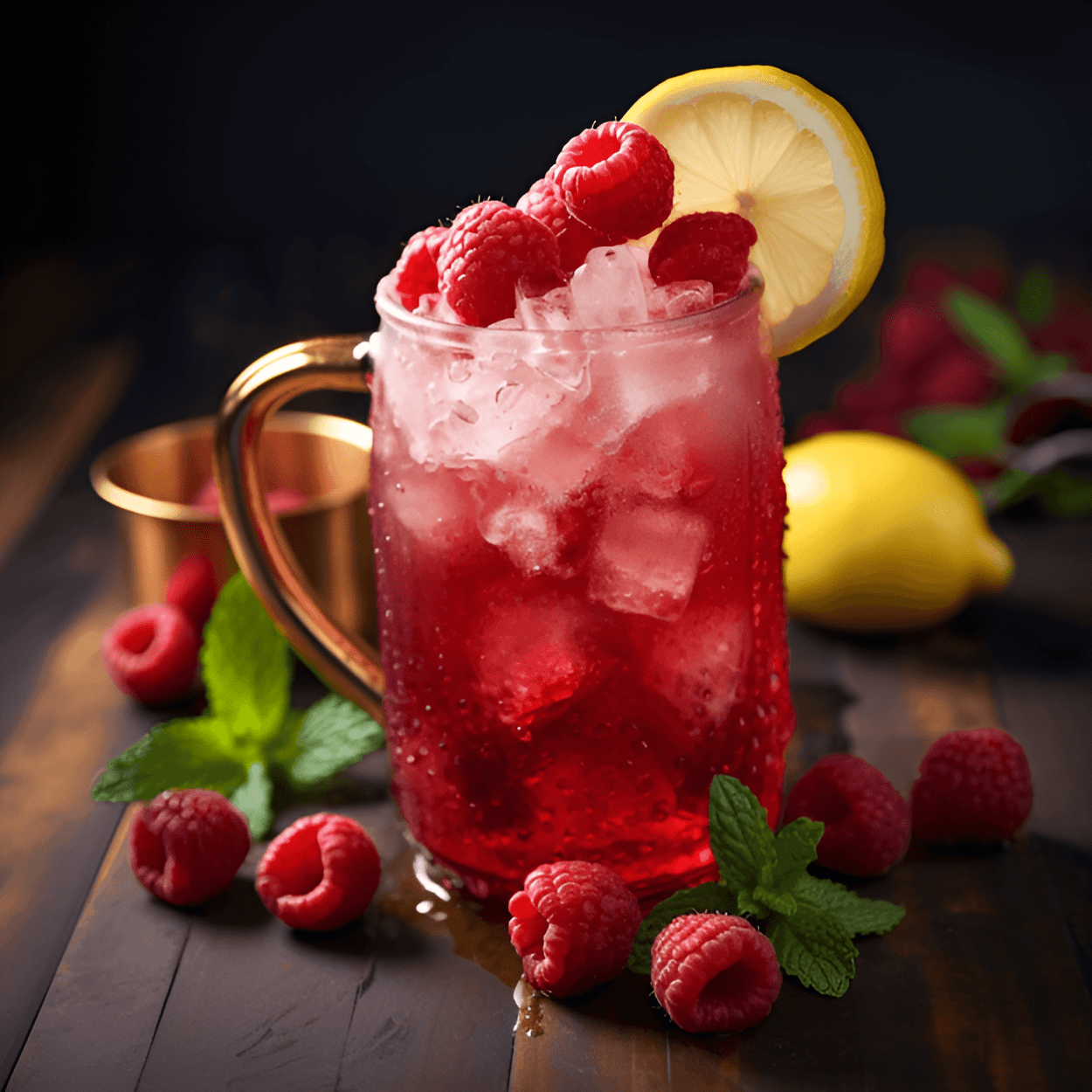Raspberry Lemon Mule Cocktail Recipe - The Raspberry Lemon Mule has a refreshing, sweet, and slightly tart taste. The raspberry adds a sweet fruitiness, while the lemon gives it a sour kick. The ginger beer brings a spicy warmth that balances out the sweetness.
