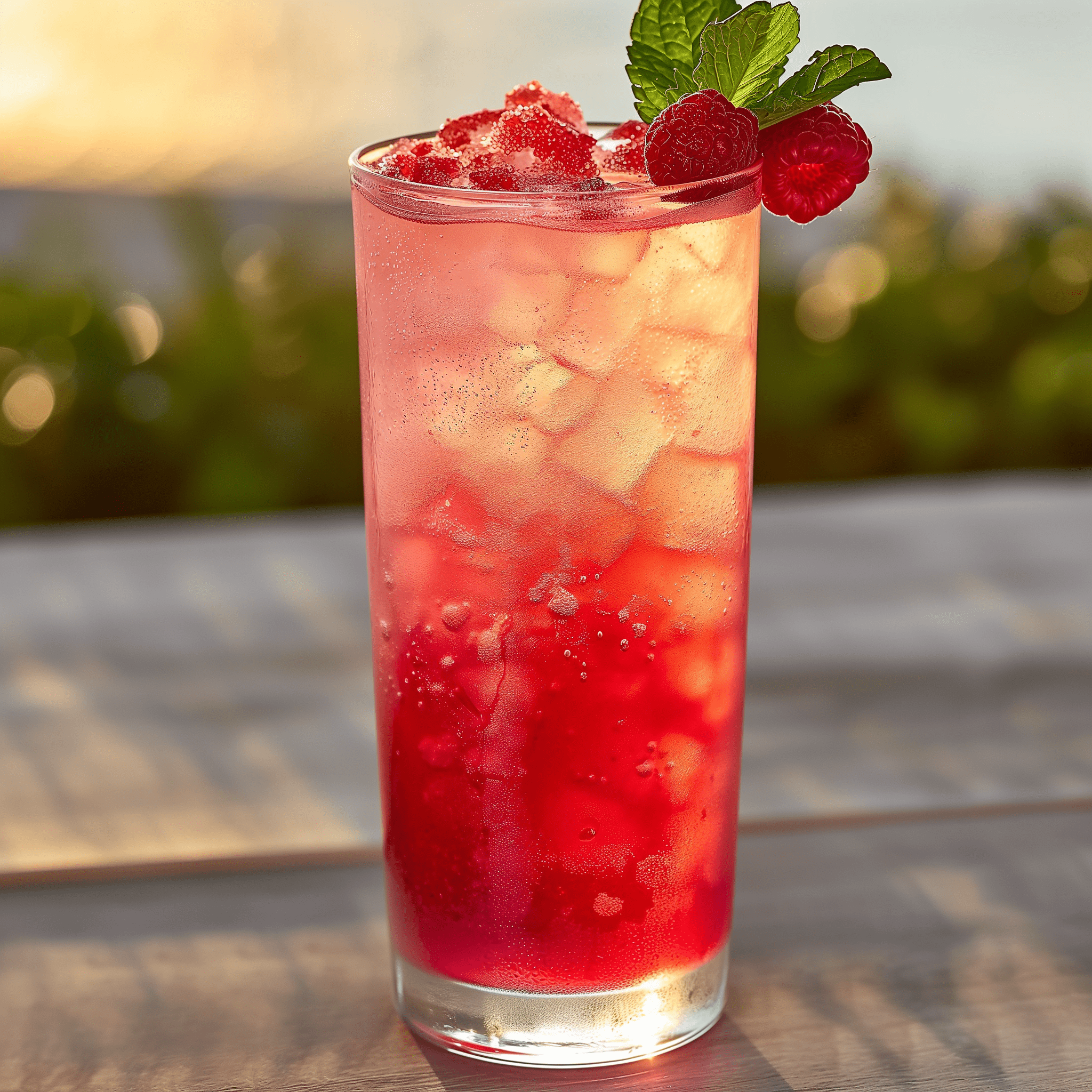 Raspberry Lemonade Cóctel Receta - El cóctel Raspberry Lemonade es una armoniosa mezcla de dulces frambuesas y ácido limón, creando un sabor refrescantemente cítrico que baila en el paladar. Es ligero, estimulante y tiene un sutil toque de menta que complementa la frutosidad.