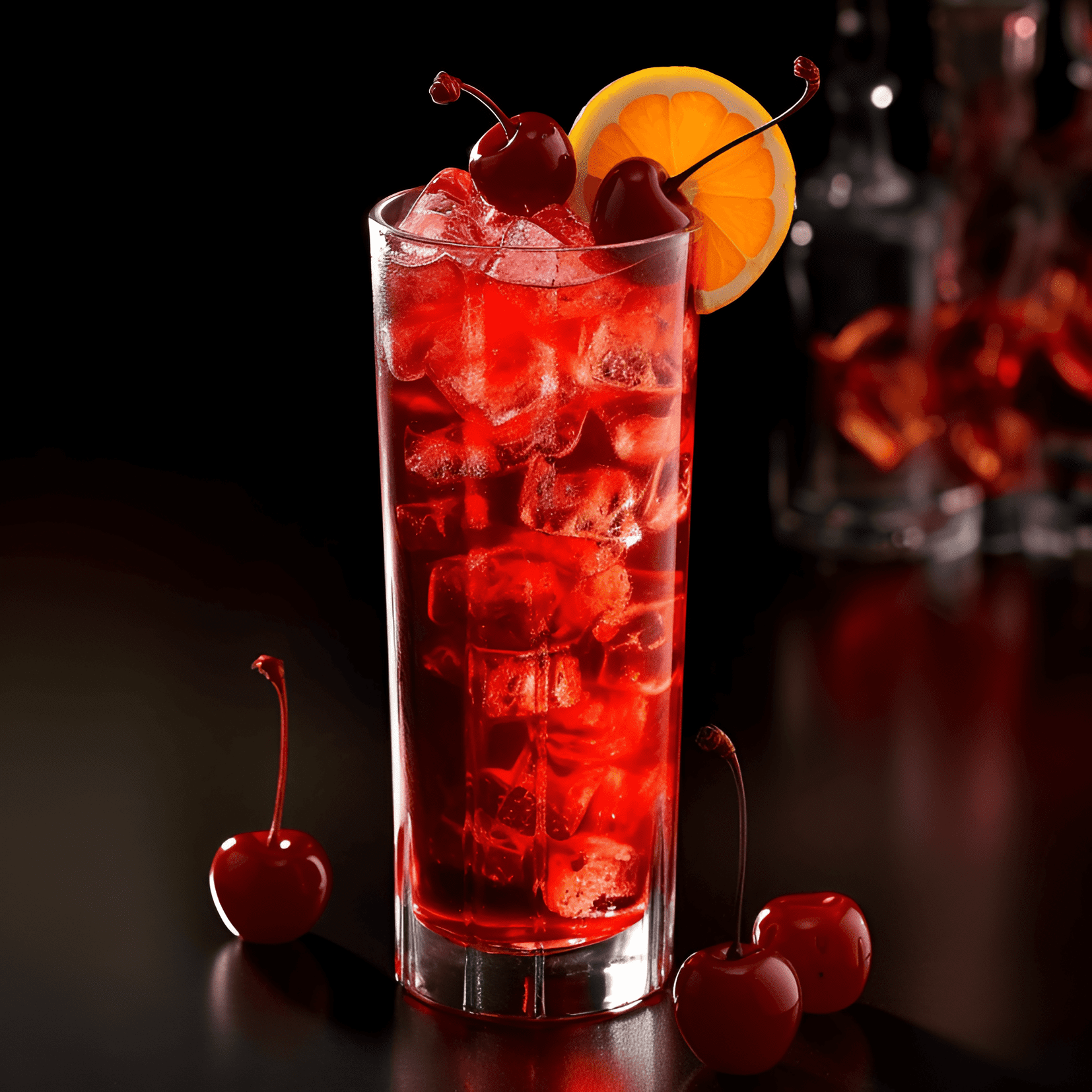 The Red Death cocktail is a fruity and sweet concoction, with a hint of sourness from the lemon juice. It has a smooth and refreshing taste, making it easy to drink and enjoy. The combination of different fruit flavors creates a unique and delicious taste that is both satisfying and invigorating.