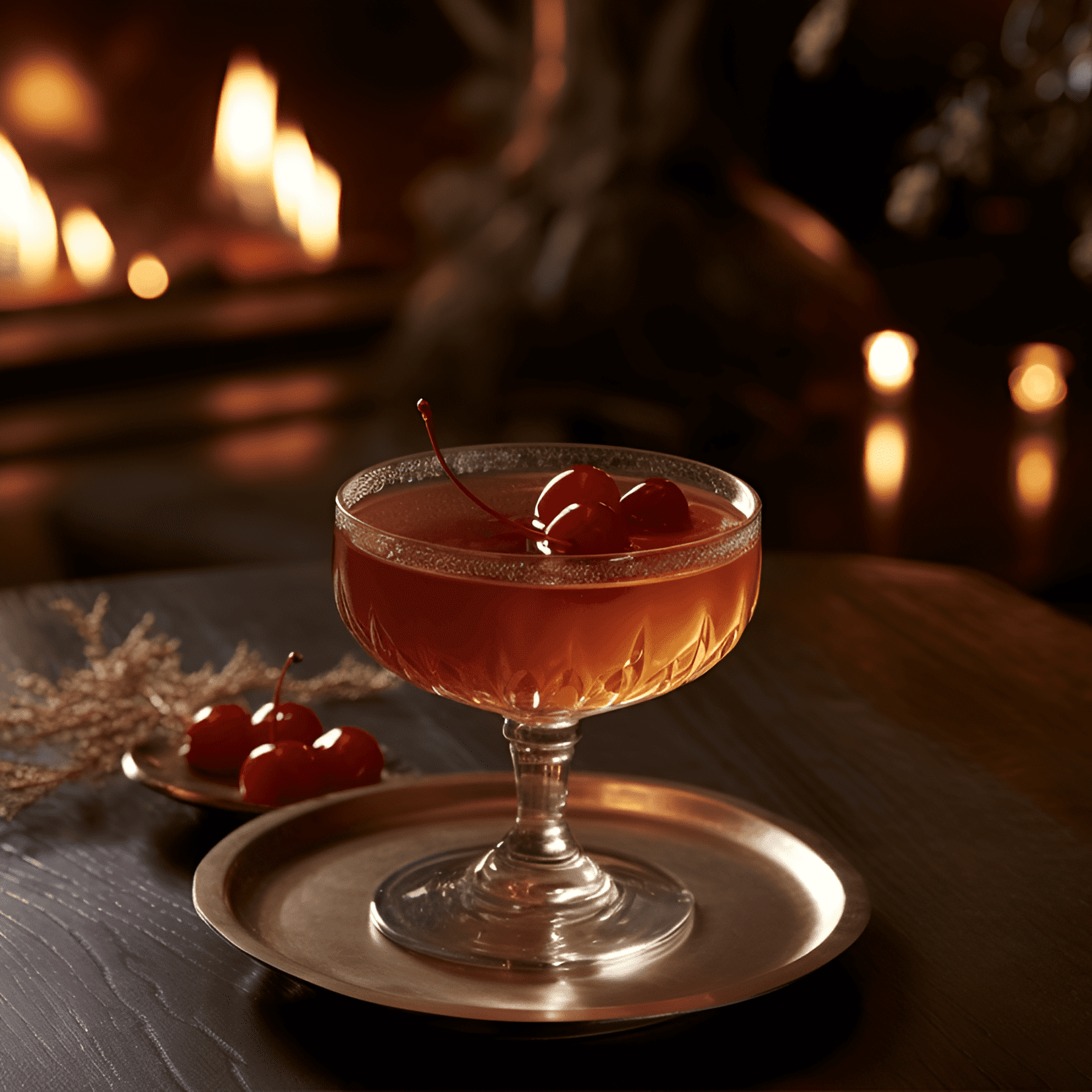 The Red Hook cocktail is a well-balanced mix of sweet, bitter, and strong flavors. It has a rich, velvety texture with a hint of spice from the rye whiskey, and a pleasant bitterness from the Punt e Mes and maraschino liqueur.