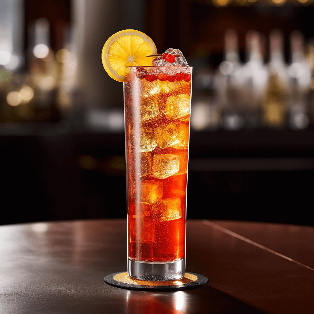 The Singapore Sling has a complex, fruity taste with a balance of sweet, sour, and bitter notes. It is refreshing, tangy, and slightly effervescent, with a hint of herbal undertones.