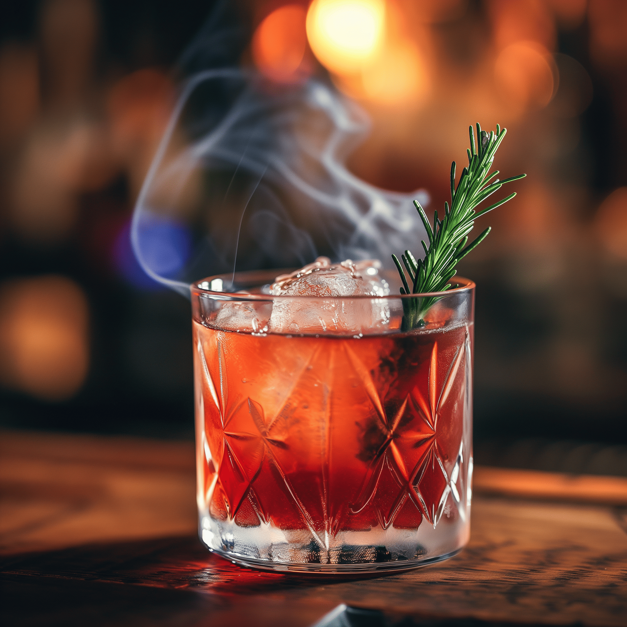 Smoke On The Water Cocktail Recipe - The 'Smoke On The Water' cocktail offers a complex flavor profile. It's smoky due to the mezcal, with a subtle sweetness from the watermelon juice and hibiscus syrup. The Cointreau provides a citrusy depth, while the lime juice adds a refreshing tartness. The flaming rosemary sprig infuses the drink with a herbaceous aroma, enhancing the overall sensory experience.
