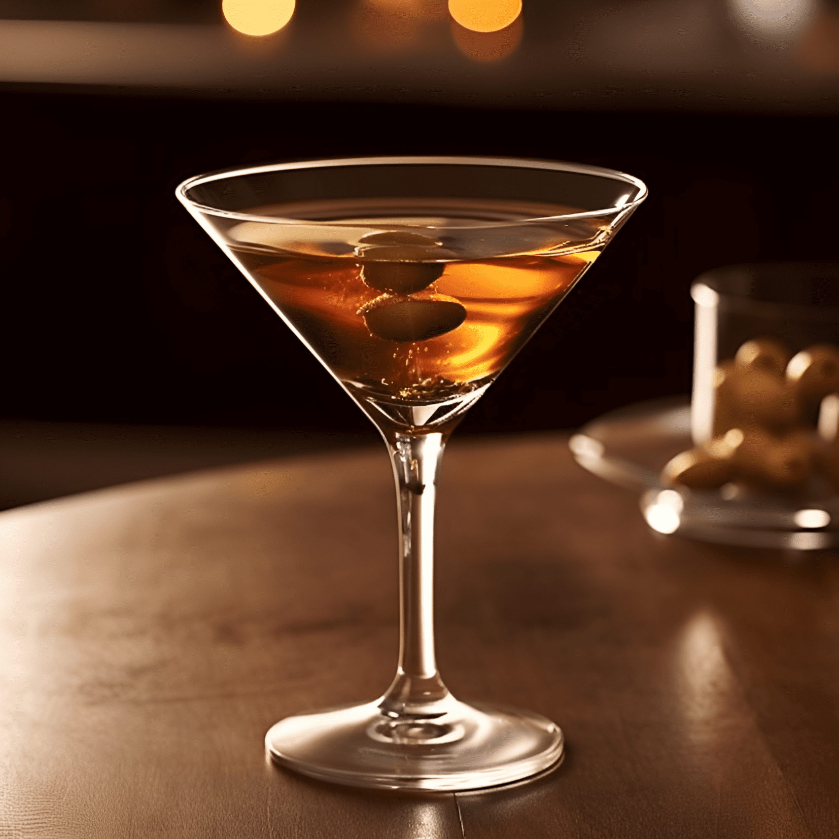 Smokey Martini Cocktail Recipe - The Smokey Martini has a bold, complex flavor profile, with a perfect balance of smoky, savory, and slightly bitter notes. The smokiness from the Scotch whisky is the star of the show, while the dry vermouth adds a subtle herbal undertone. The olive brine brings a touch of saltiness, enhancing the overall depth and richness of the cocktail.