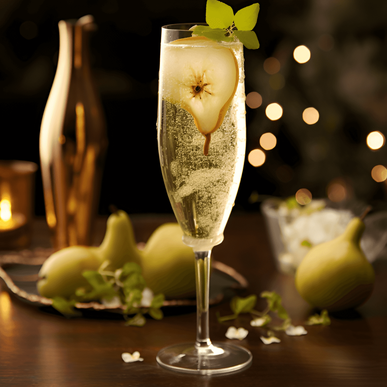 Spiced Pear French 75 Cocktail Recipe - This cocktail has a beautiful balance of sweet and sour, with a hint of spice. The pear flavor is prominent, complemented by the warmth of the spices. It's a light and refreshing drink, with a bit of a kick from the gin.