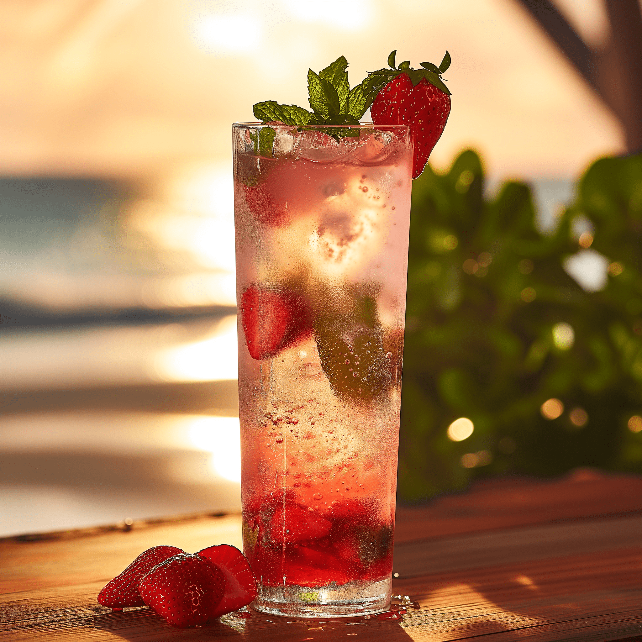 Strawberry Mojito Mocktail Recipe - This Strawberry Mojito Mocktail is a refreshing blend of sweet and zesty flavors. The ripe strawberries contribute a juicy, fruity sweetness, while the mint provides a cool, crisp undertone. The lime juice adds a tangy kick, and the soda water gives it a fizzy lift. It's a vibrant and invigorating drink that's perfect for sipping on a hot day.