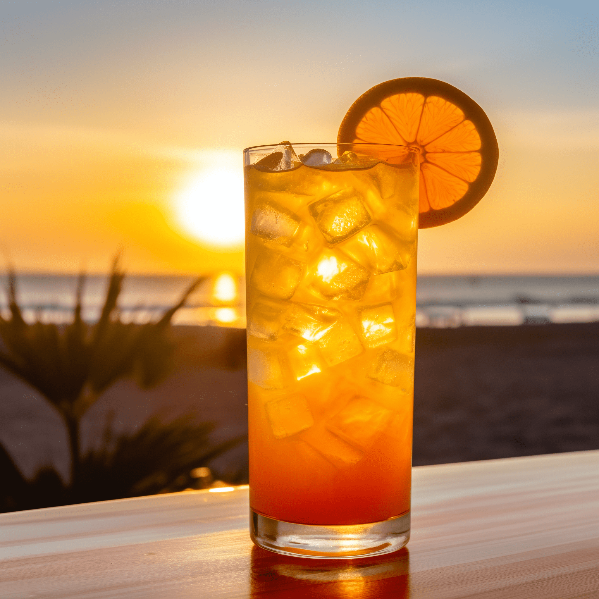 Sunset Rum Fizz Cóctel Receta - El Sunset Rum Fizz ofrece un equilibrio delicioso de dulzura de la soda de naranja y los sabores robustos del ron. Es efervescente, afrutado y tiene un ligero matiz de caramelo del ron, lo que lo convierte en un cóctel de fácil degustación con un toque tropical.